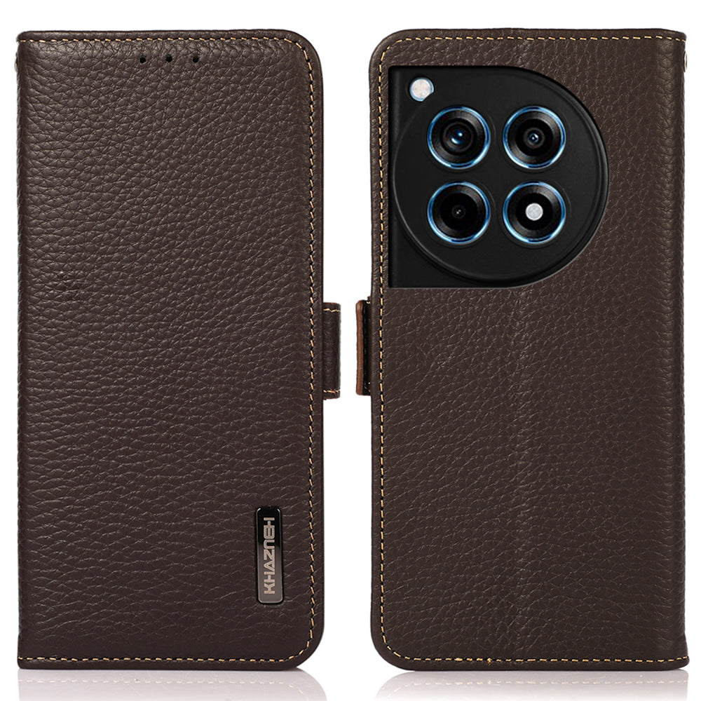 KHAZNEH For OnePlus Ace 3 5G / 12R 5G Magnetic Phone Case Litchi Texture RFID Blocking Anti-drop Cover