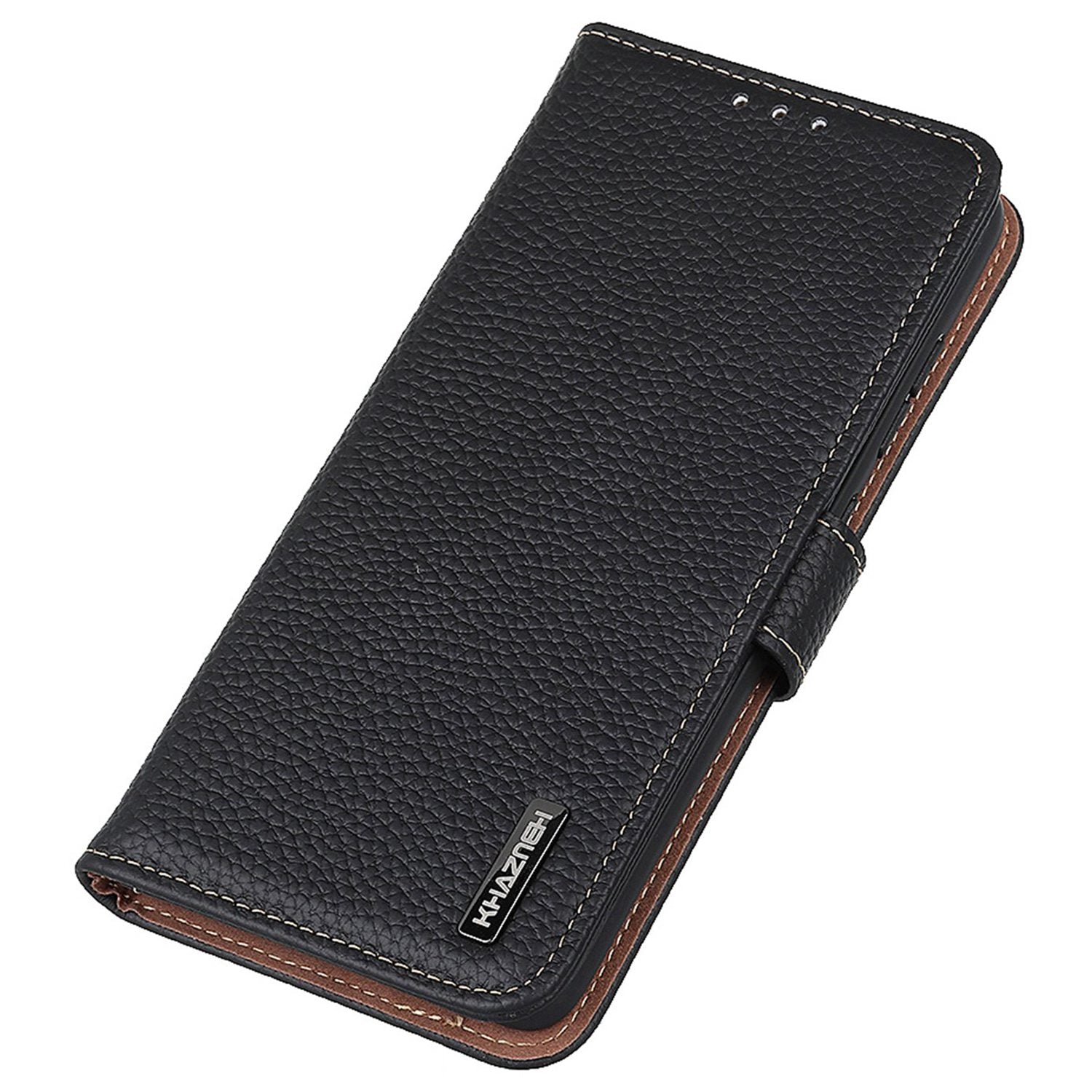 KHAZNEH For OnePlus Ace 3 5G / 12R 5G Case Folio Genuine Cow Leather Litchi Texture Phone Cover