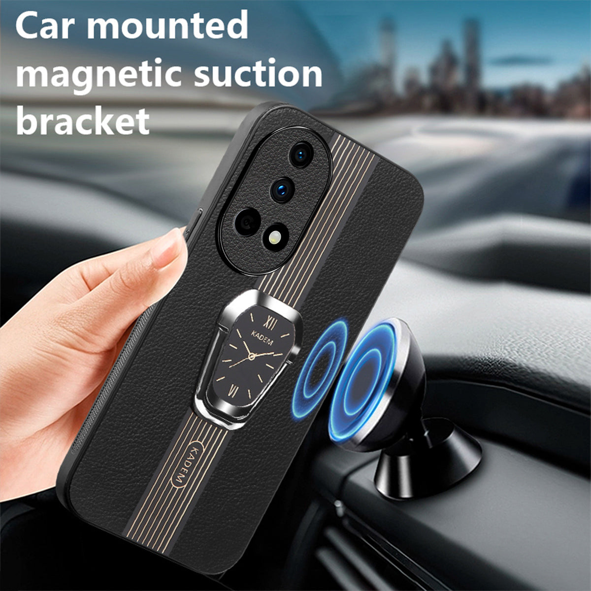 KADEM For Huawei nova 12 5G Cell Phone Case PU+TPU+Acrylic Anti-scratch Kickstand Cover