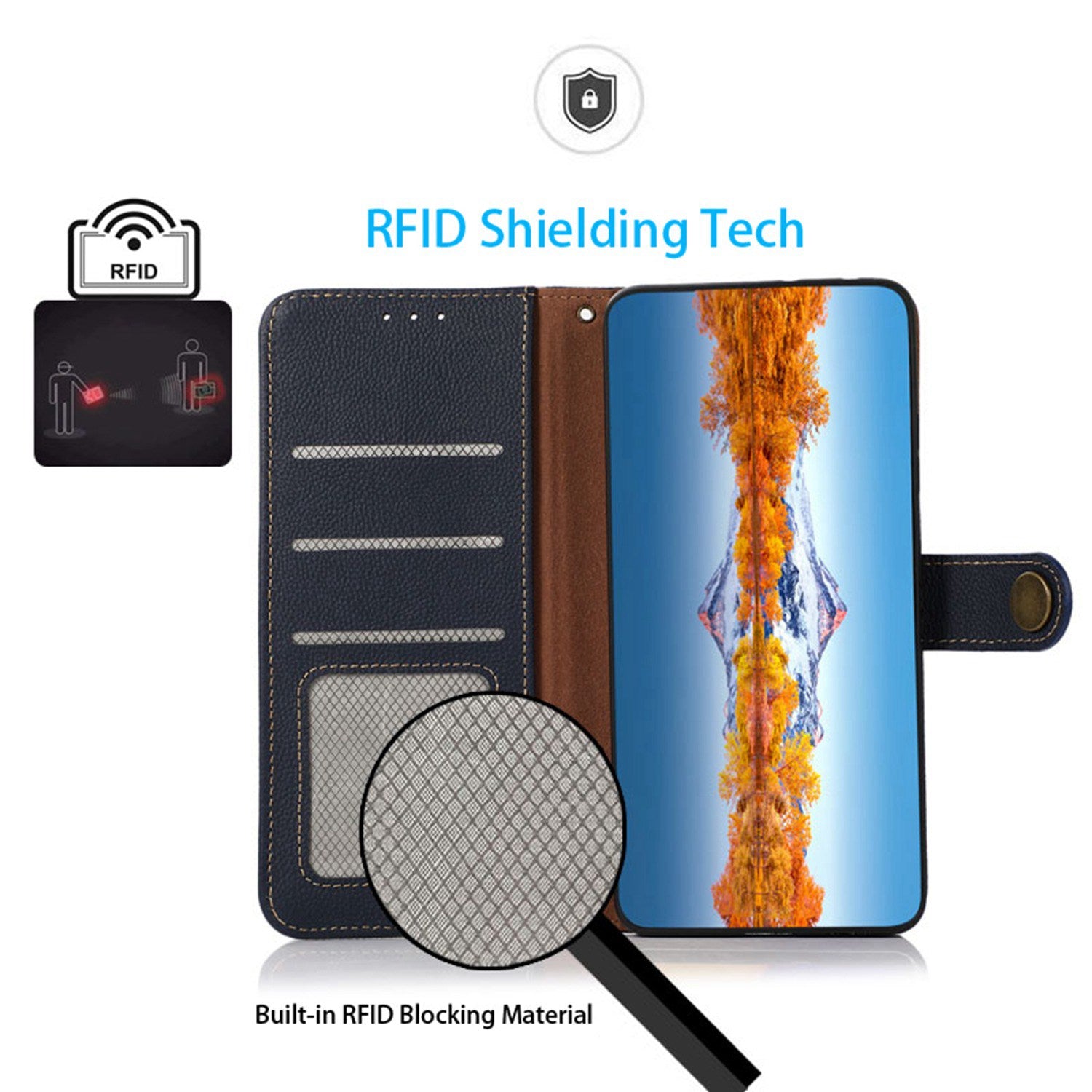 KHAZNEH For Motorola Moto G04 4G / Moto G24 4G Case RFID Blocking Anti-scratch Stand Phone Cover