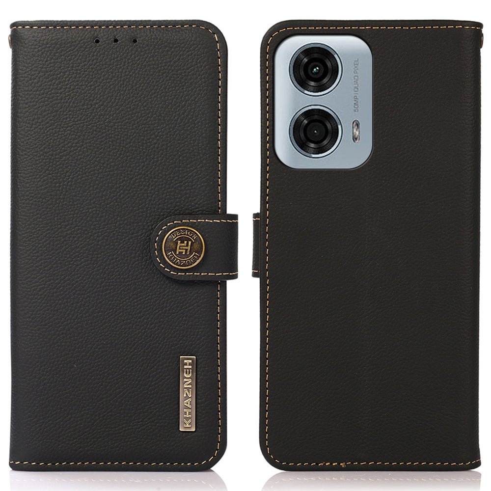 KHAZNEH For Motorola Moto G04 4G / Moto G24 4G Case RFID Blocking Anti-scratch Stand Phone Cover