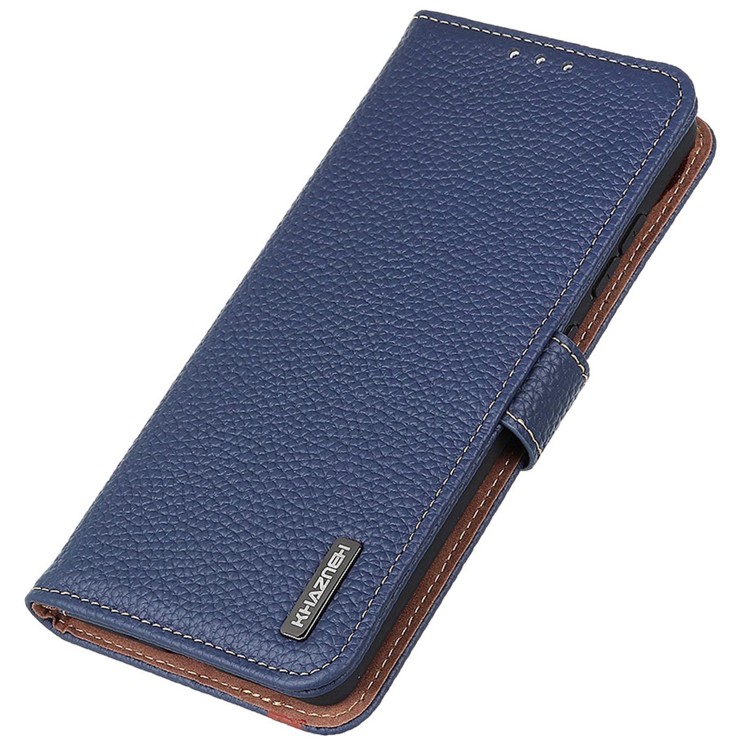 KHAZNEH For Motorola Moto G04 4G / G24 4G Case Viewing Stand Genuine Cow Leather Phone Cover