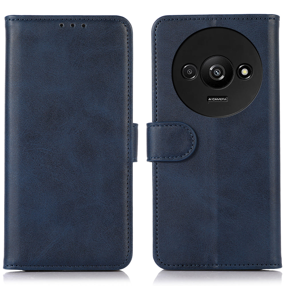 For Xiaomi Redmi A3 / Poco C61 4G Case PU Leather Cowhide Texture Stand Card Slots Phone Cover