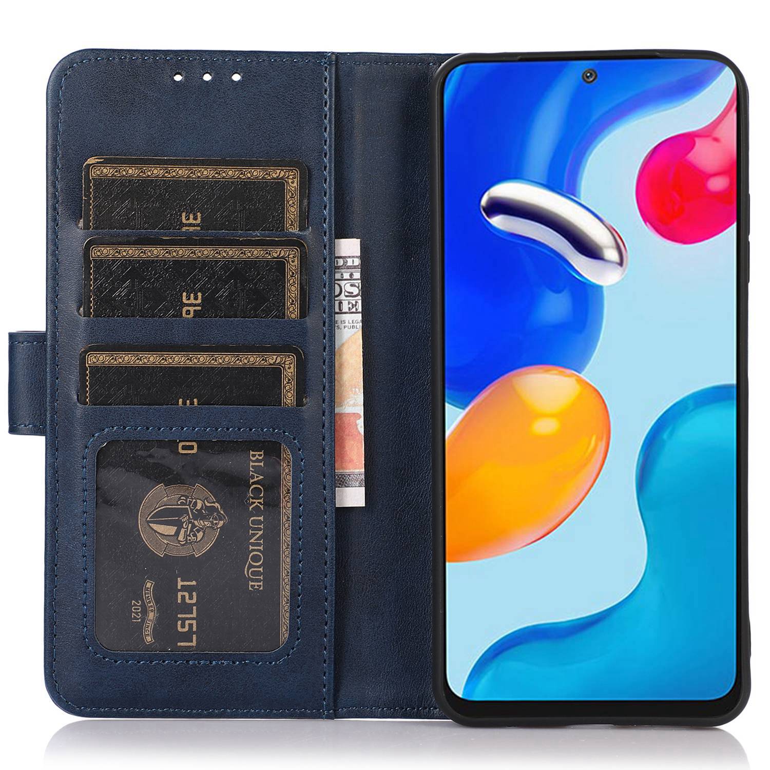 For Xiaomi Redmi A3 / Poco C61 4G Case PU Leather Cowhide Texture Stand Card Slots Phone Cover