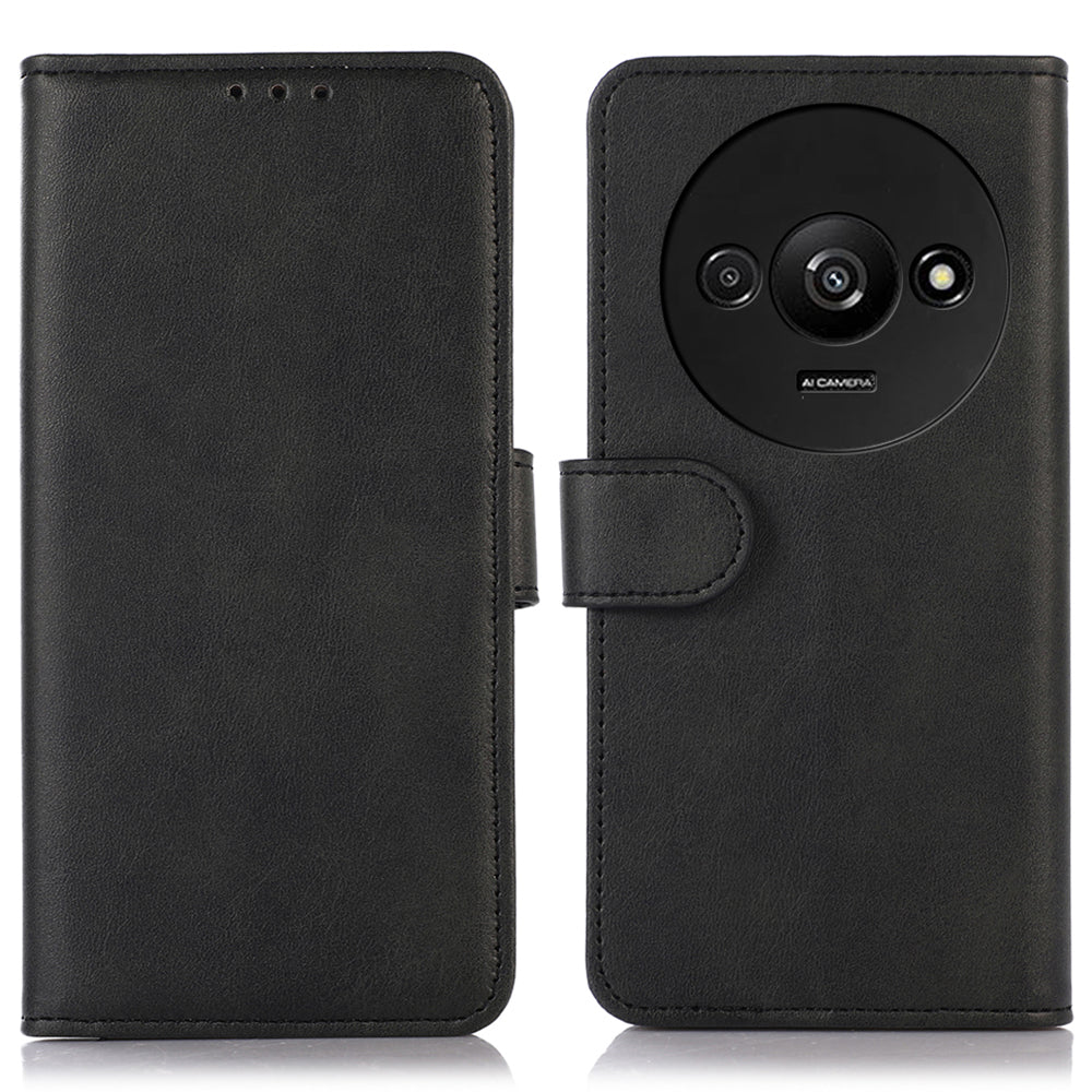 For Xiaomi Redmi A3 / Poco C61 4G Case PU Leather Cowhide Texture Stand Card Slots Phone Cover