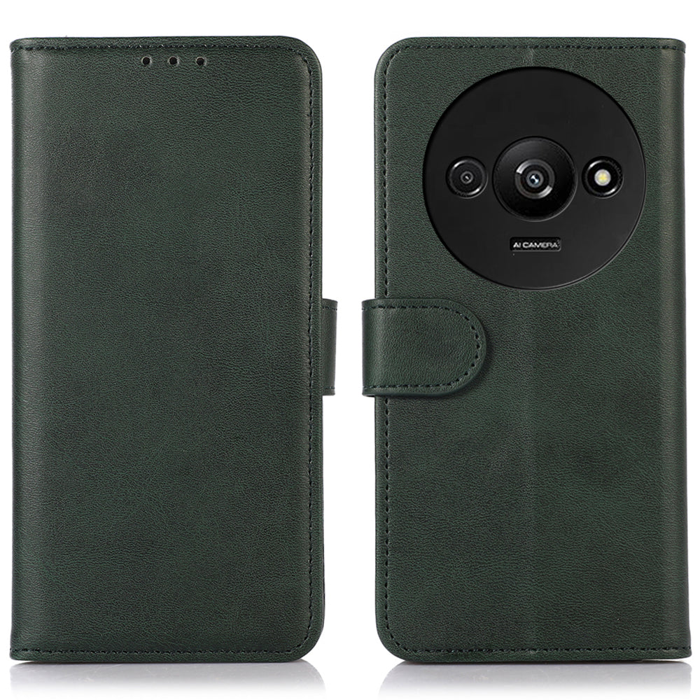 For Xiaomi Redmi A3 / Poco C61 4G Case PU Leather Cowhide Texture Stand Card Slots Phone Cover
