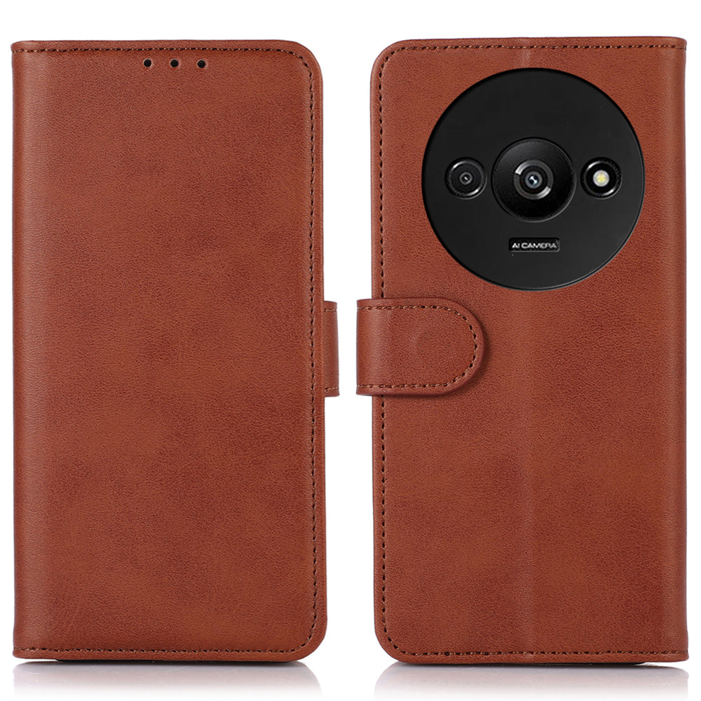 For Xiaomi Redmi A3 / Poco C61 4G Case PU Leather Cowhide Texture Stand Card Slots Phone Cover