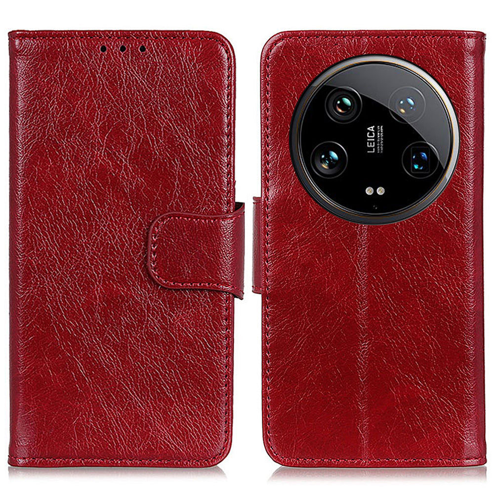 For Xiaomi 14 Ultra Case Card Slot Stand Split Leather Nappa Texture Phone Cover