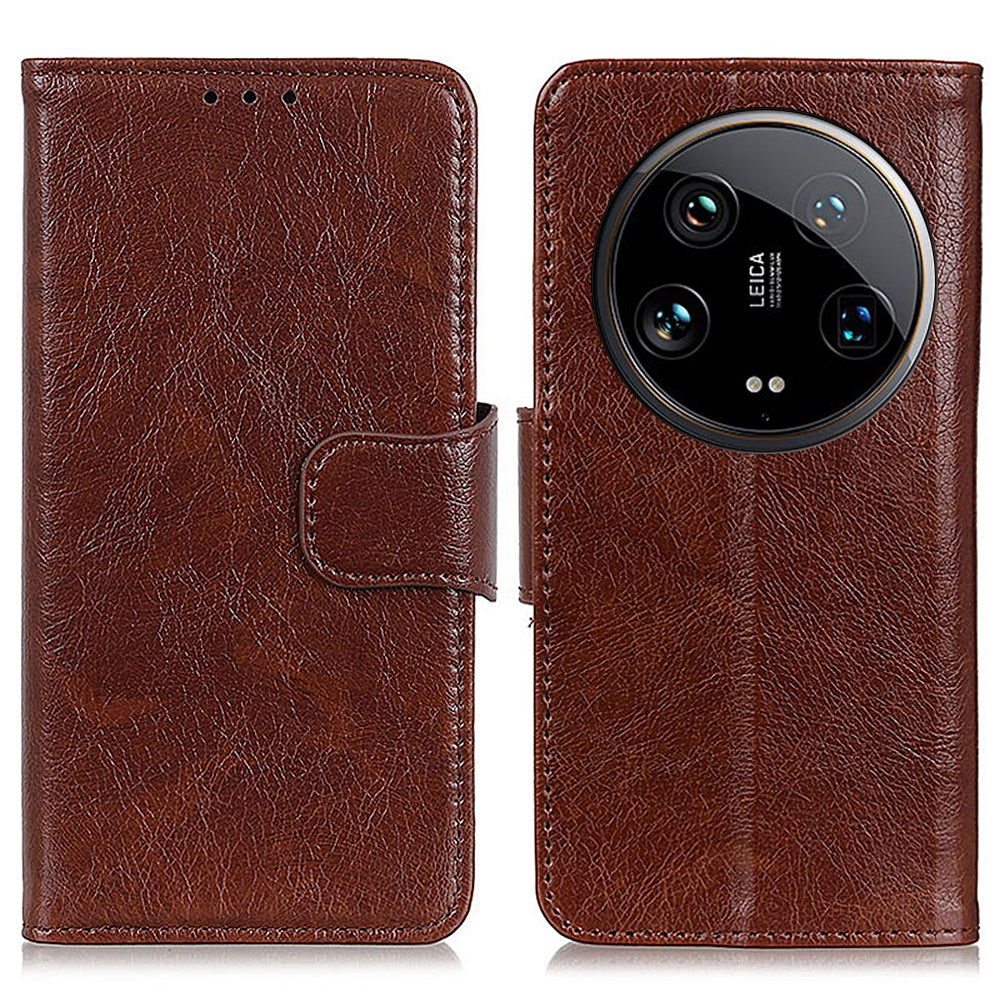 For Xiaomi 14 Ultra Case Card Slot Stand Split Leather Nappa Texture Phone Cover