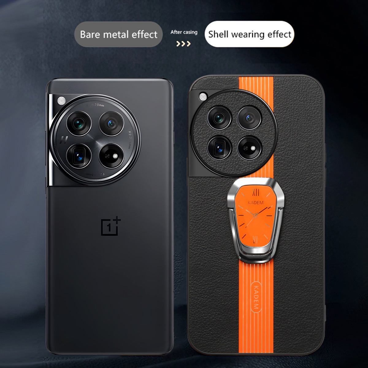 KADEM For OnePlus 12R 5G / Ace 3 5G Cover PU+TPU+Acrylic Kickstand Cell Phone Case