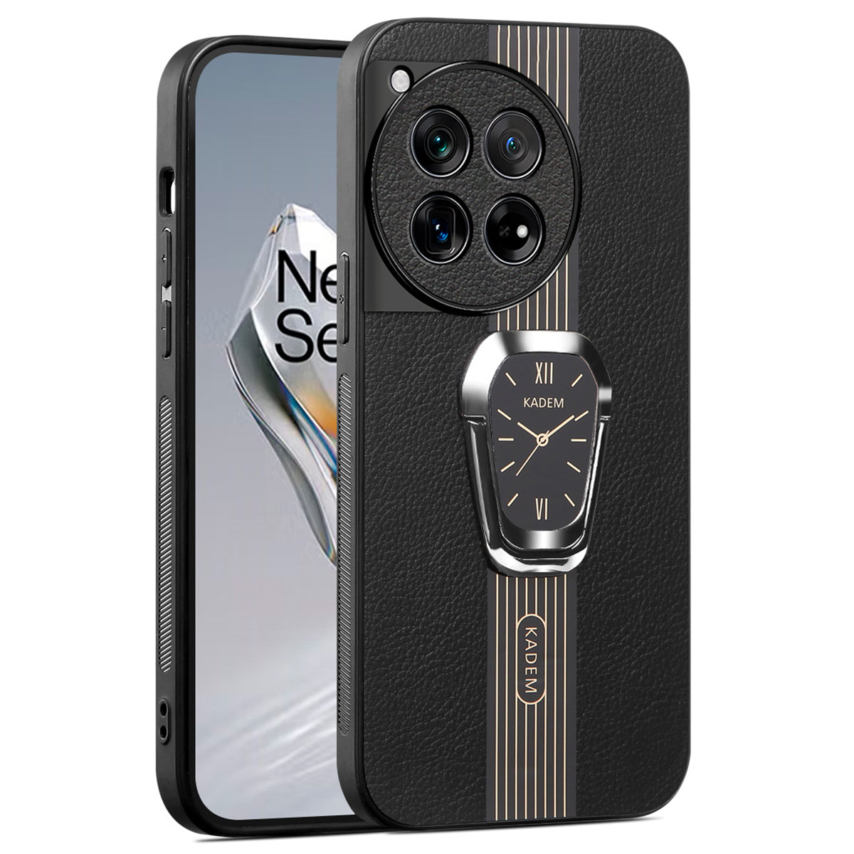 KADEM For OnePlus 12R 5G / Ace 3 5G Cover PU+TPU+Acrylic Kickstand Cell Phone Case