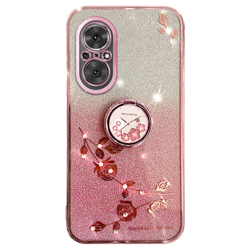KADEM For Realme C67 4G Cell Phone Case Ring Kickstand Gradient Glitter TPU Cover