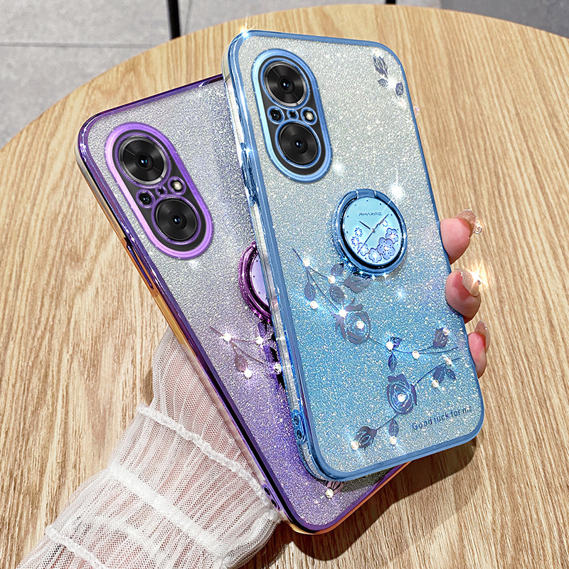 KADEM For Realme C67 4G Cell Phone Case Ring Kickstand Gradient Glitter TPU Cover