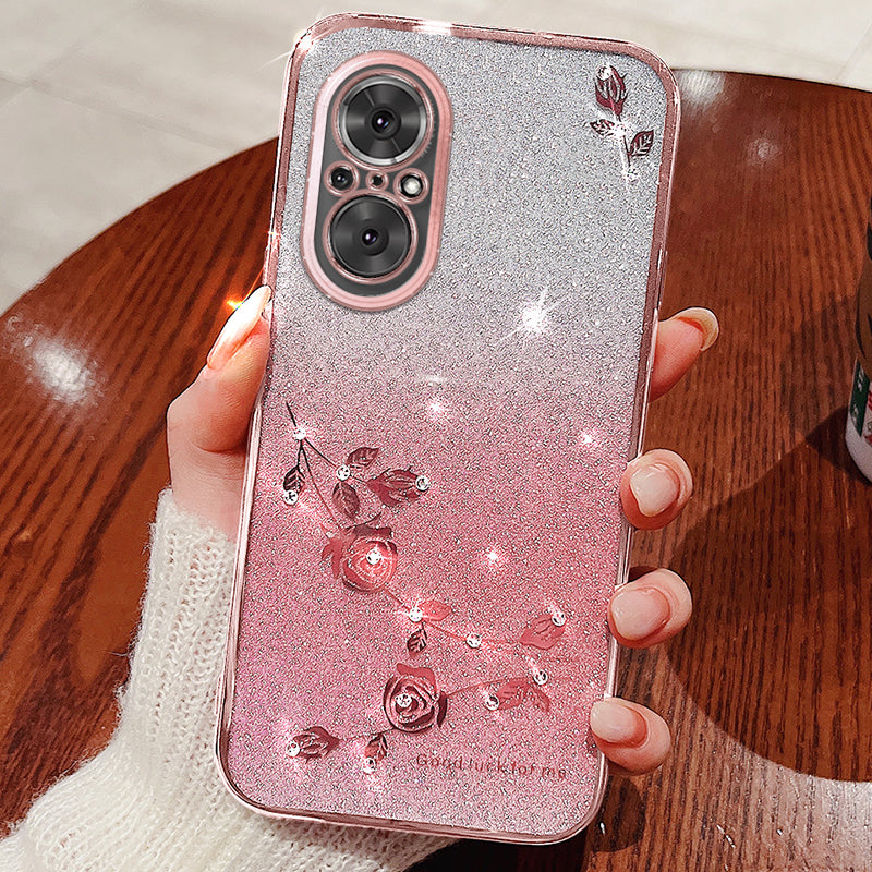 KADEM For Realme C67 4G Cover Rhinestone Flower Decor Phone Case TPU Phone Protector