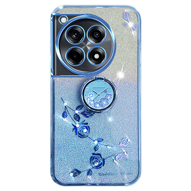 KADEM For OnePlus Ace 3 5G / 12R 5G Cell Phone Case Flower Pattern Ring Kickstand TPU Cover