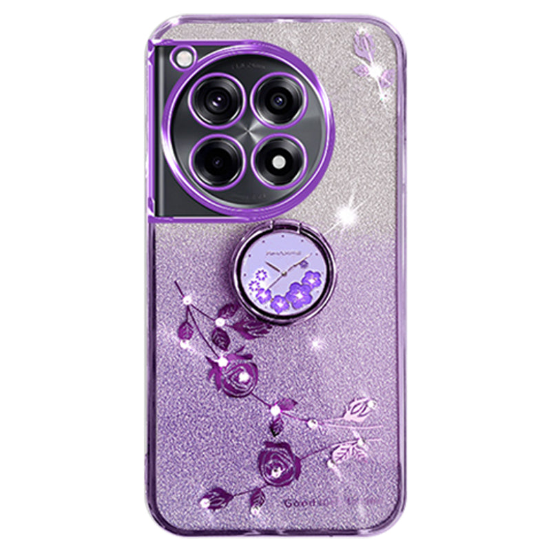 KADEM For OnePlus Ace 3 5G / 12R 5G Cell Phone Case Flower Pattern Ring Kickstand TPU Cover