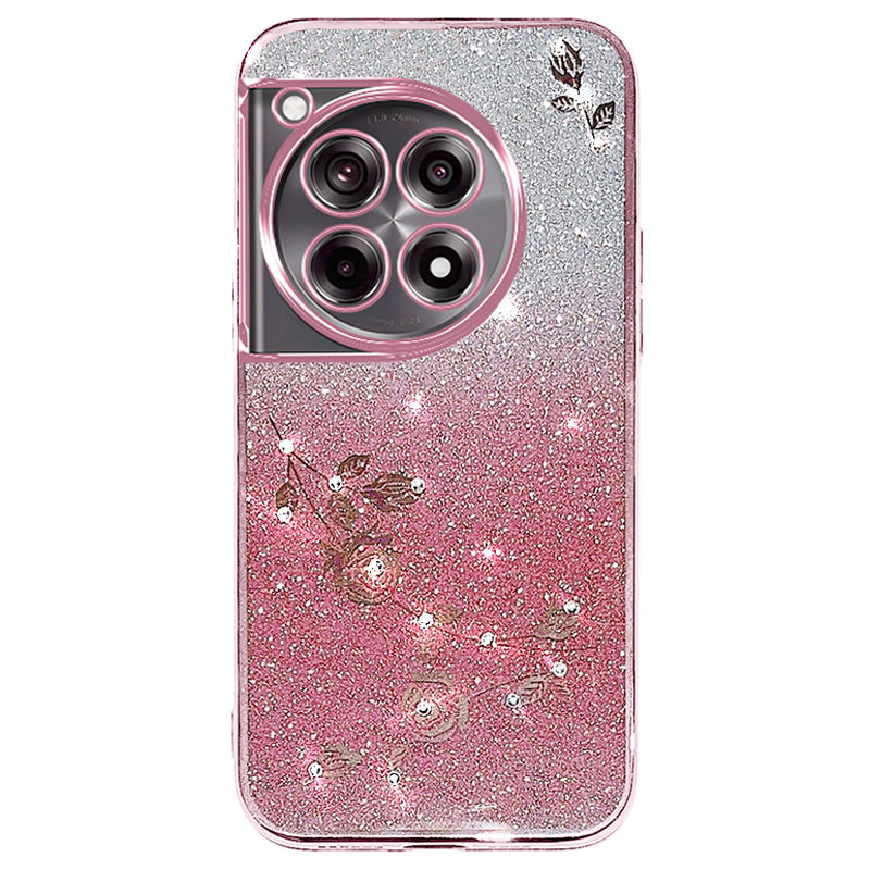 KADEM For OnePlus Ace 3 5G / 12R 5G Flower Design Glitter Phone Case Shockproof TPU Cover