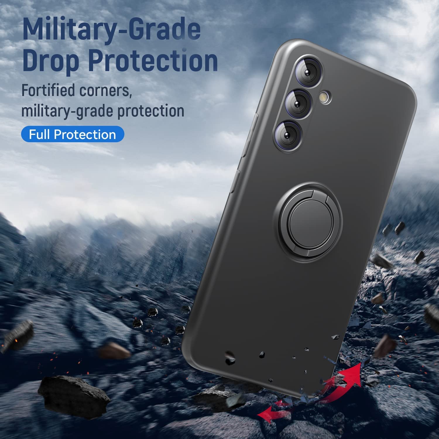 For Samsung Galaxy S23 FE Kickstand Case Liquid Silicone Phone Cover with 2.5D Arc Edge Tempered Glass Film