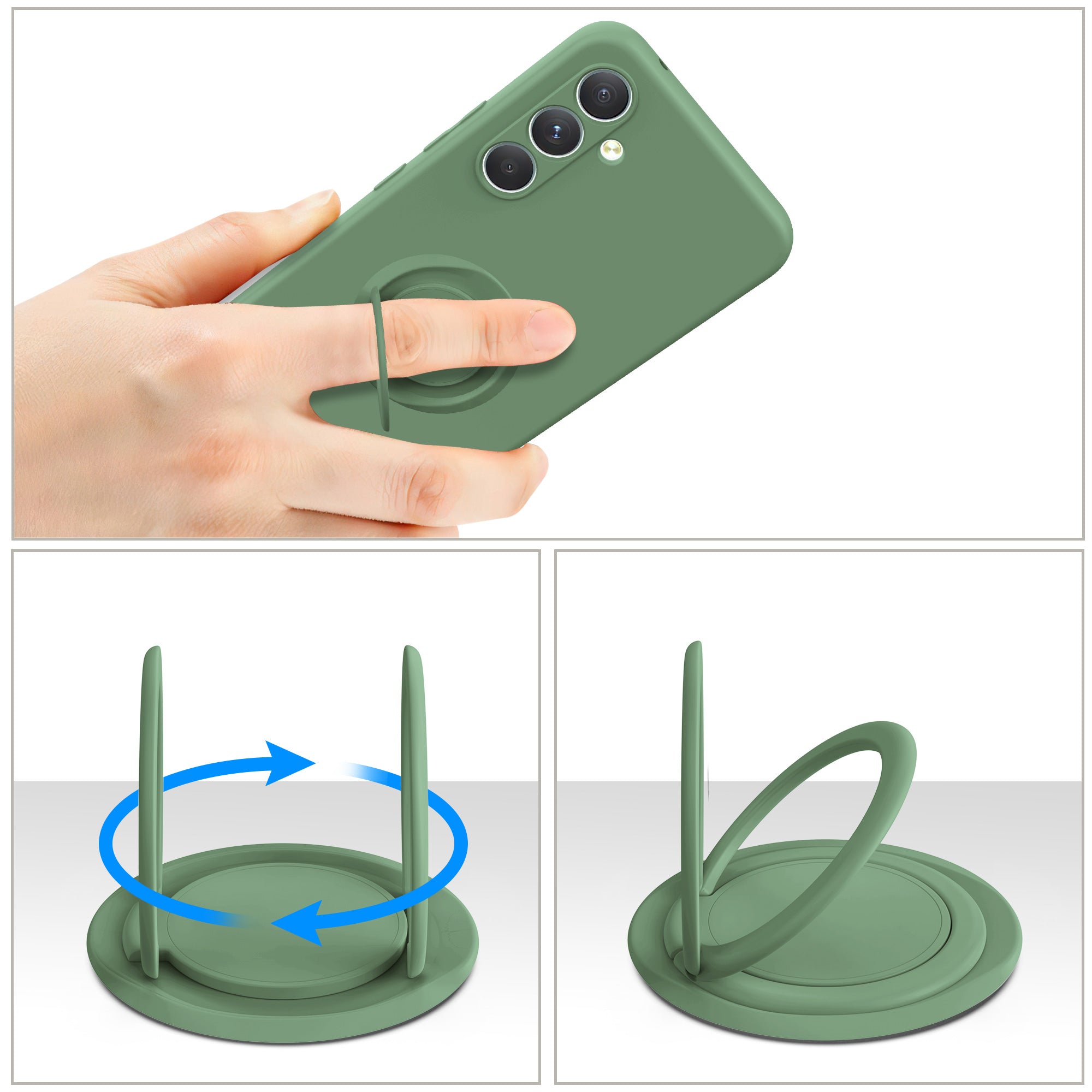 For Samsung Galaxy A24 4G (162.1 x 77.6 x 8.3mm) Case Ring Kickstand Liquid Silicone Phone Cover