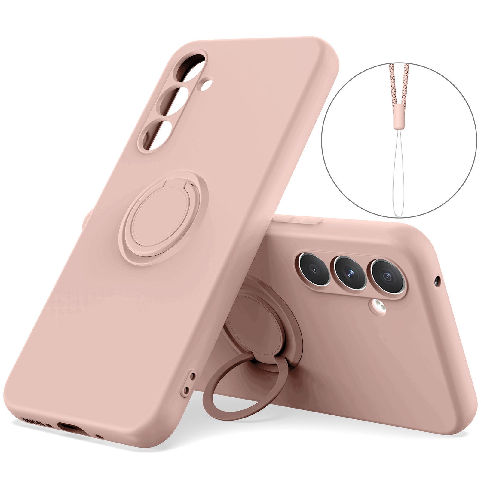 For Samsung Galaxy A24 4G (162.1 x 77.6 x 8.3mm) Case Ring Kickstand Liquid Silicone Phone Cover