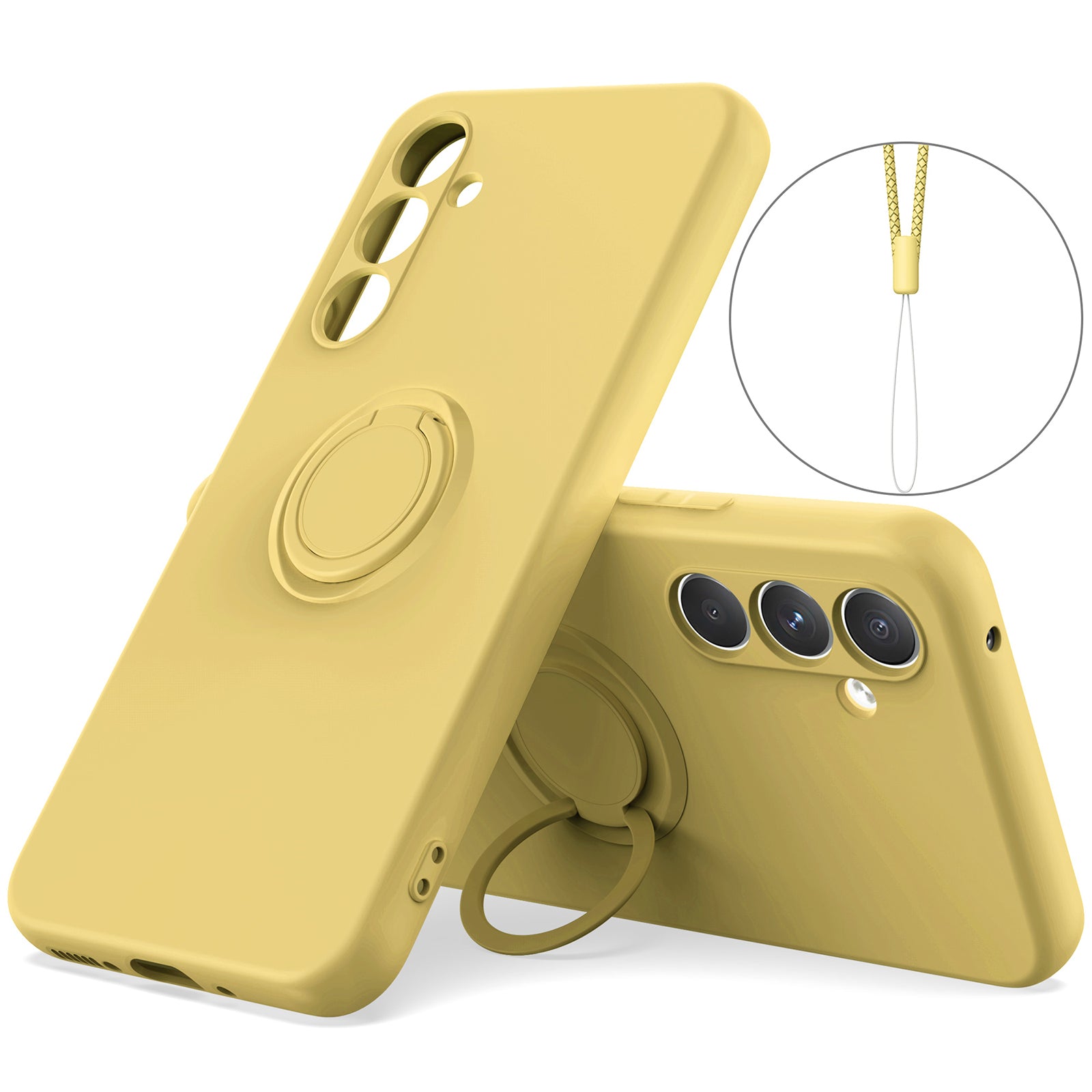 For Samsung Galaxy A24 4G (162.1 x 77.6 x 8.3mm) Case Ring Kickstand Liquid Silicone Phone Cover