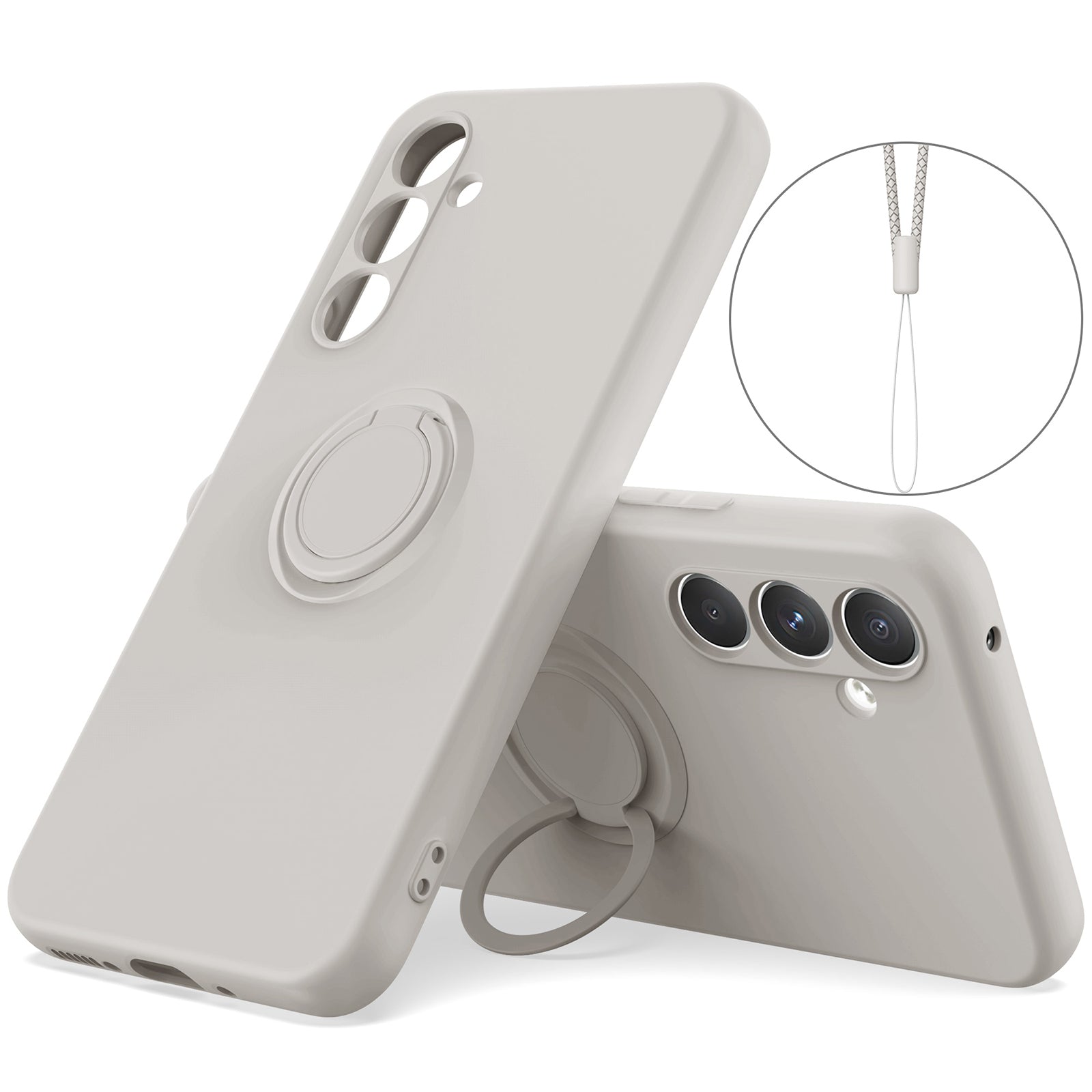 For Samsung Galaxy A24 4G (162.1 x 77.6 x 8.3mm) Case Ring Kickstand Liquid Silicone Phone Cover