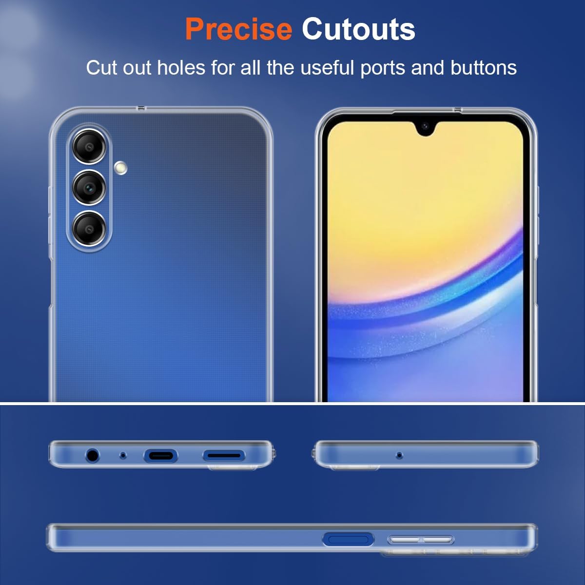 For Samsung Galaxy A05s 4G Case Flexible TPU Phone Cover with 2PCS 2.5D Arc Tempered Glass Film