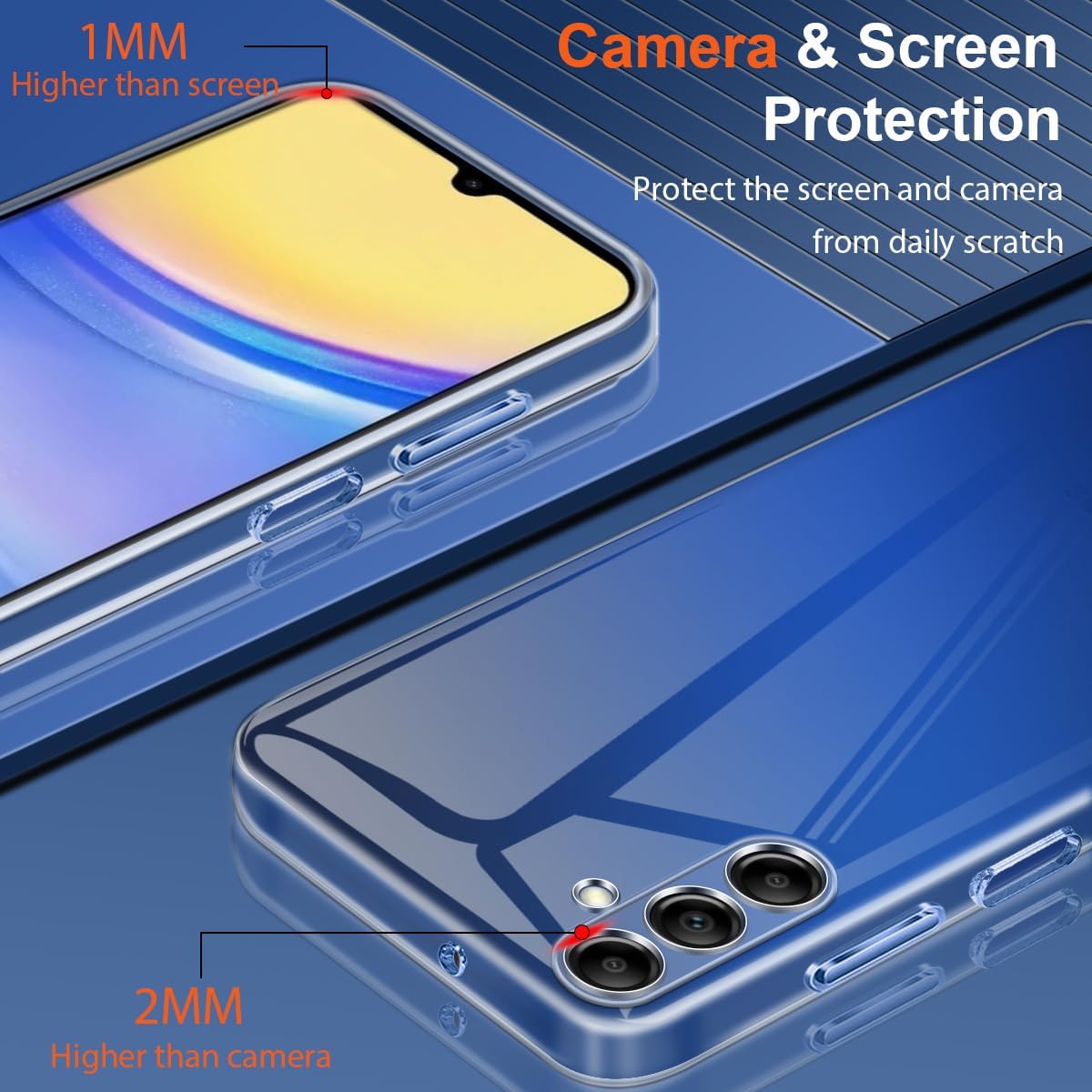 For Samsung Galaxy A25 5G (Global) (161.0 x 76.5 x 8.3mm) Case TPU Protective Cover + 2PCS Tempered Glass Film