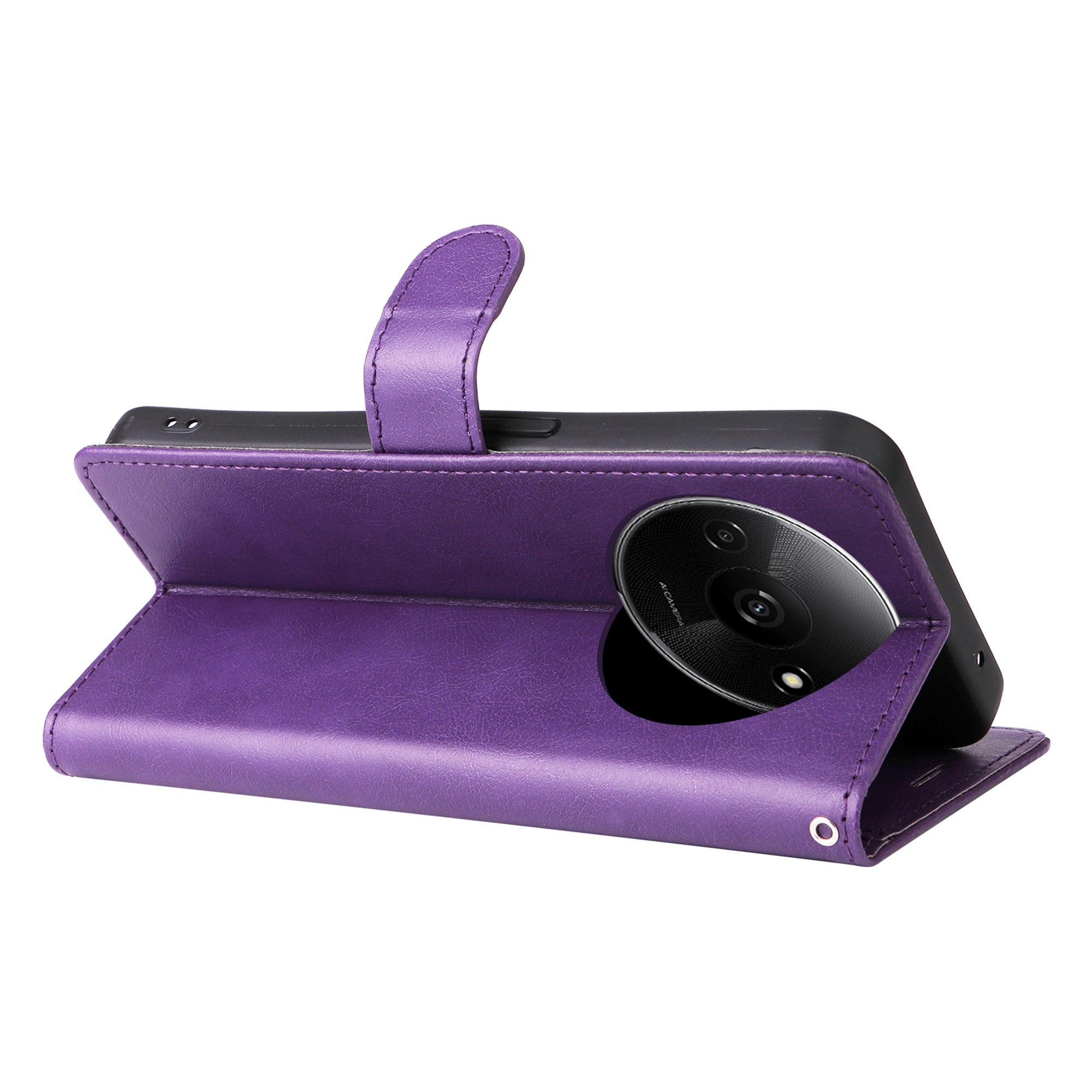 KT Leather Series-2 for Xiaomi Redmi A3 / Poco C61 4G Case Solid Color Stand Flip Phone Cover