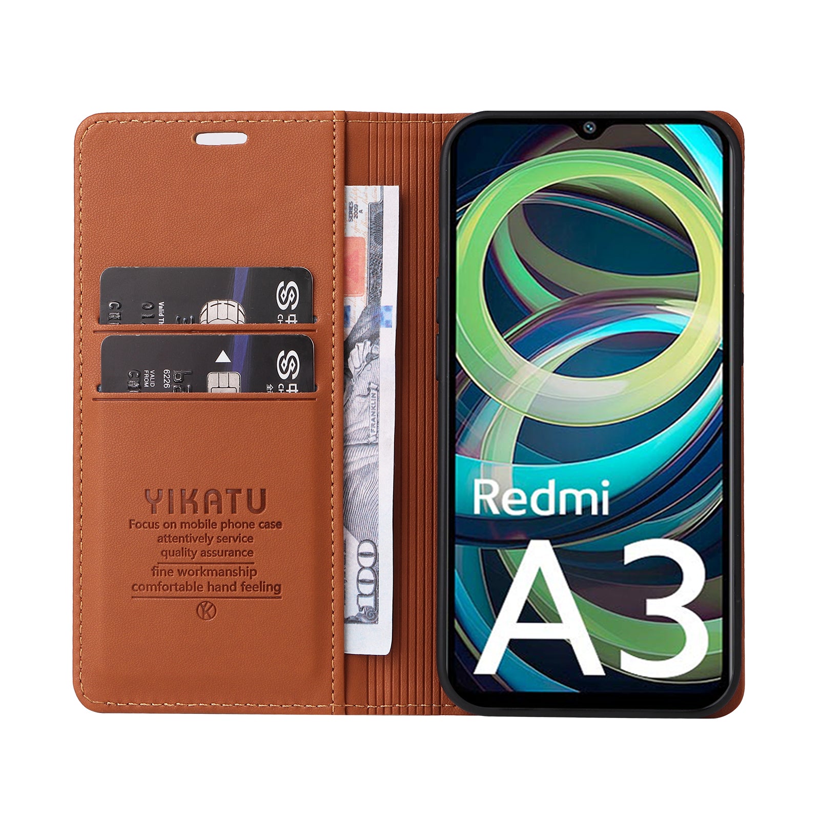 YIKATU YK-001 For Xiaomi Redmi A3 / Poco C61 4G Case Hidden Magnetic Adsorption Leather Phone Cover