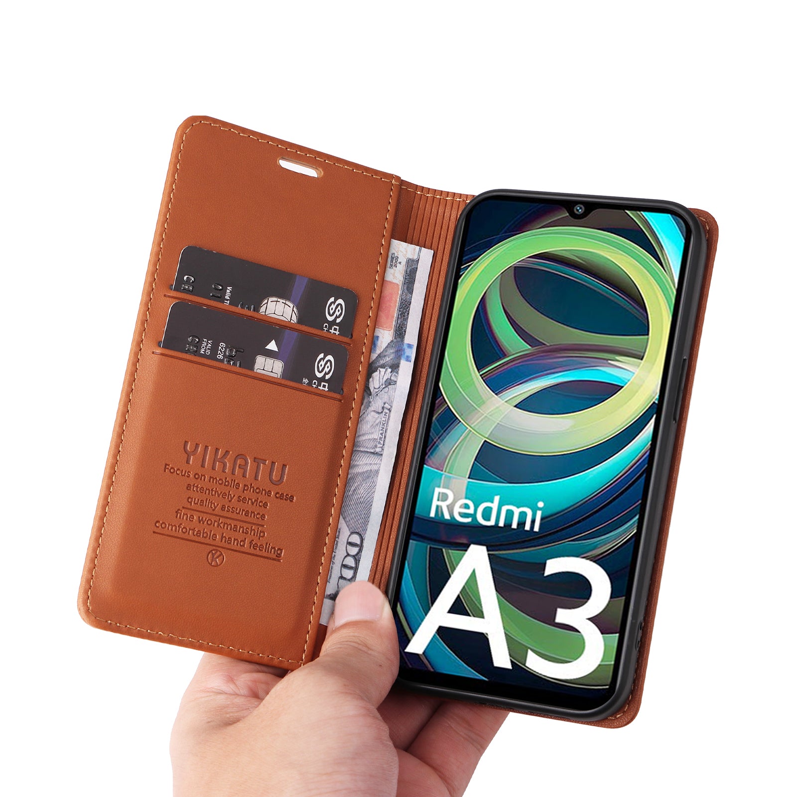 YIKATU YK-001 For Xiaomi Redmi A3 / Poco C61 4G Case Hidden Magnetic Adsorption Leather Phone Cover