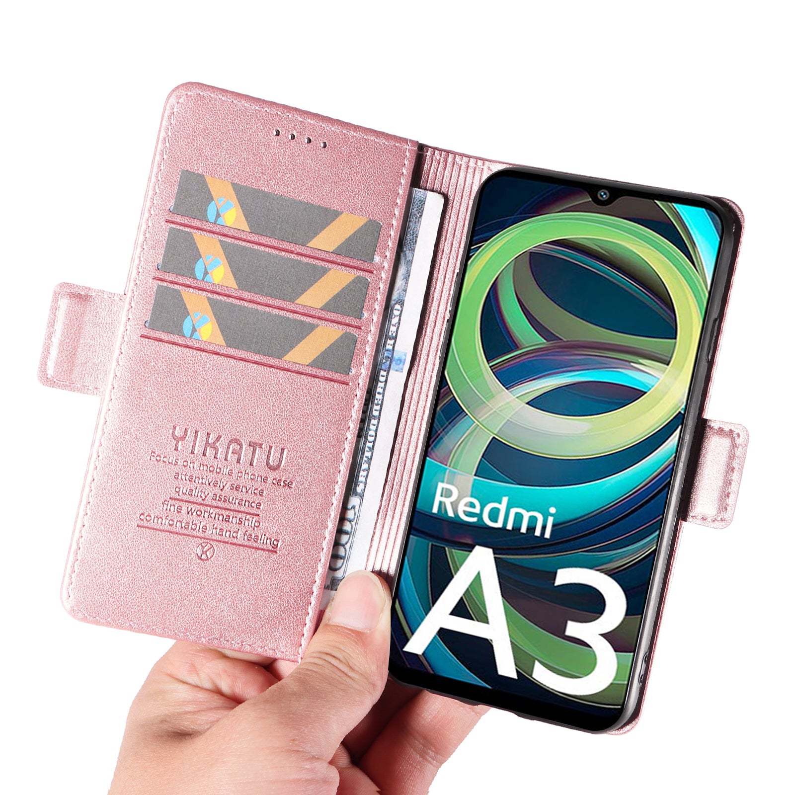 YIKATU YK-003 For Xiaomi Redmi A3 / Poco C61 4G Case PU Leather Stand Protective Phone Cover