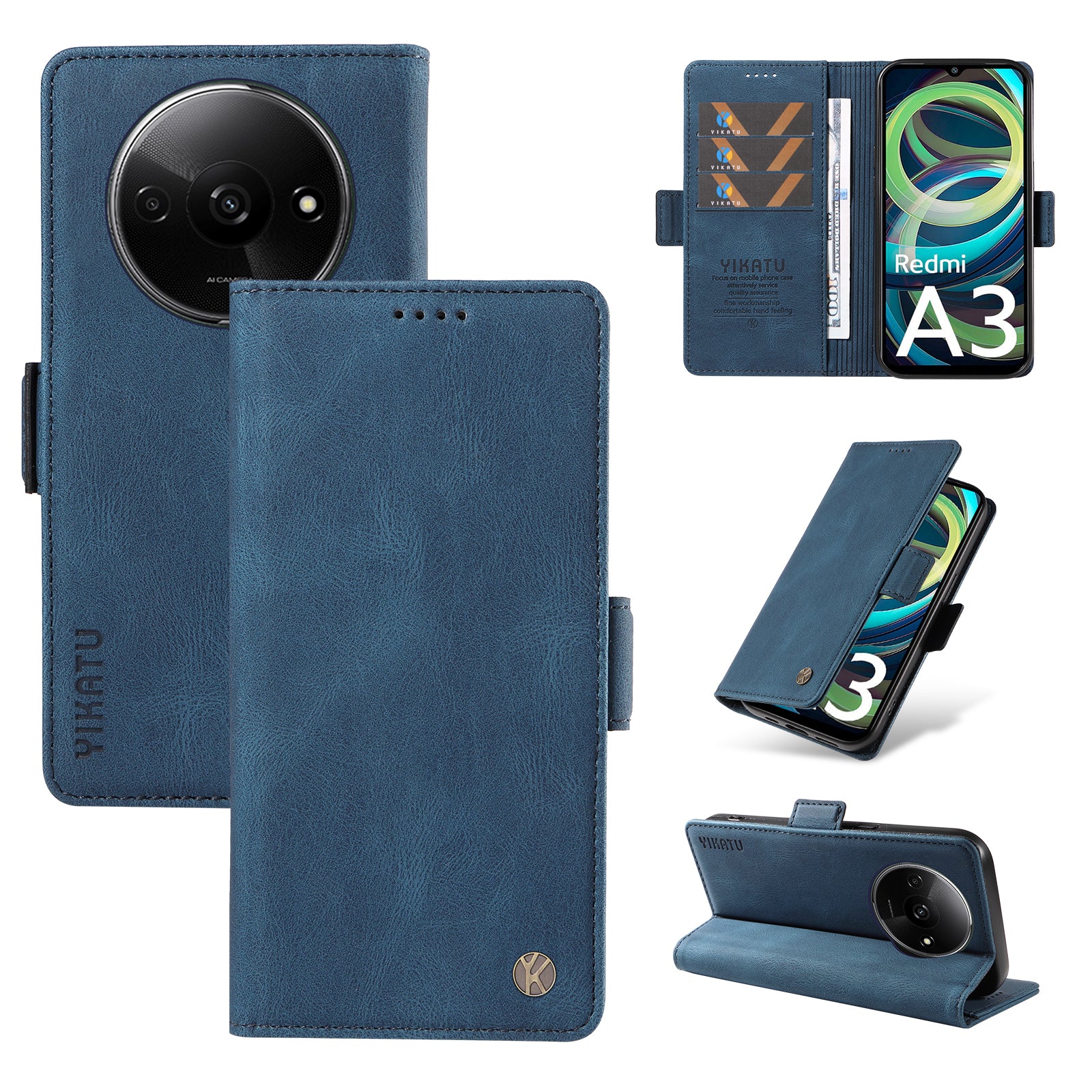 YIKATU YK-005 For Xiaomi Redmi A3 / Poco C61 4G Case Wallet Style Skin-touch Leather Phone Cover