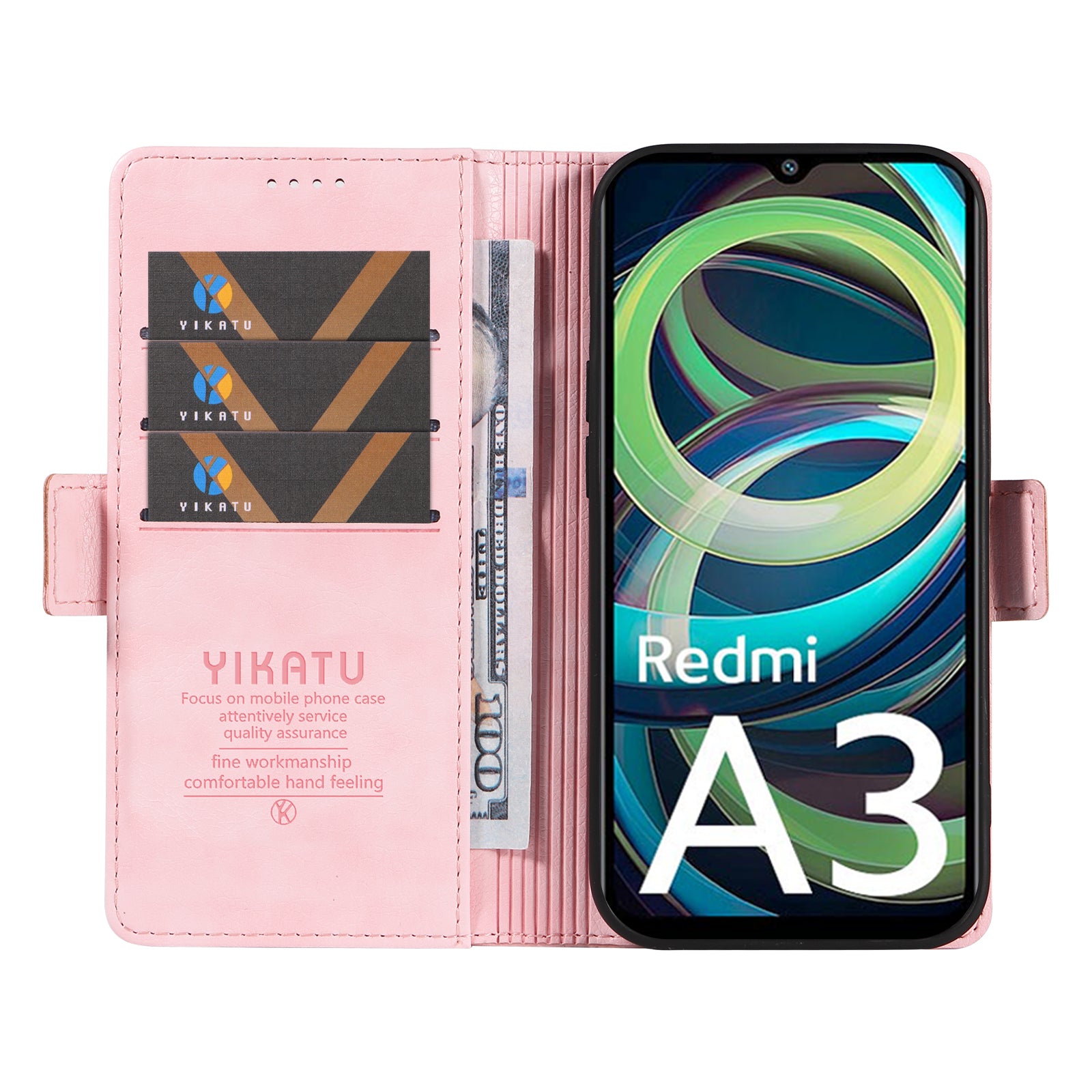 YIKATU YK-007 For Xiaomi Redmi A3 / Poco C61 4G Wallet Case PU Leather+TPU Interior Protective Phone Cover