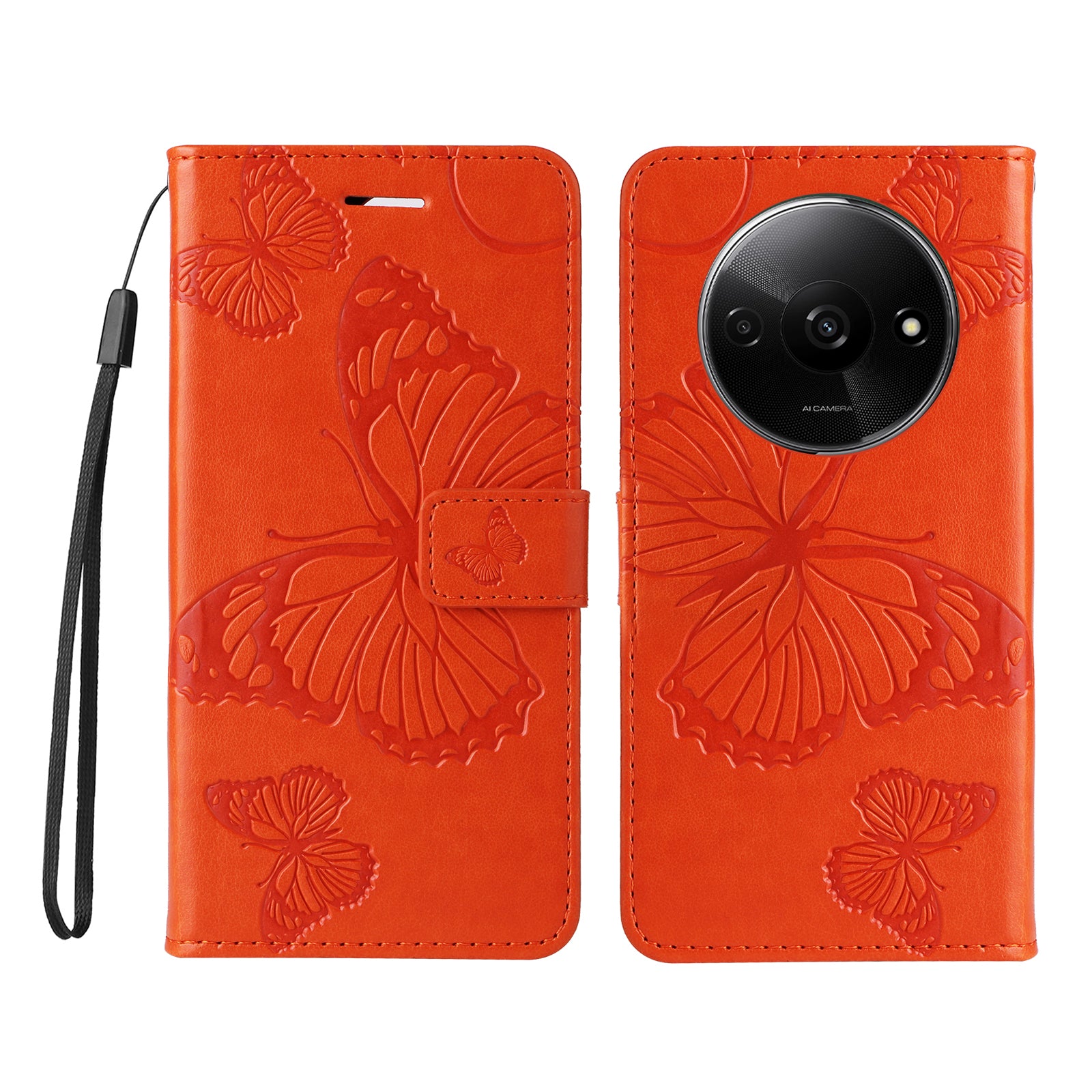 KT Imprinting Flower Series-2 For Xiaomi Redmi A3 / Poco C61 4G Case Card Holder Wrist Strap Leather Phone Cover