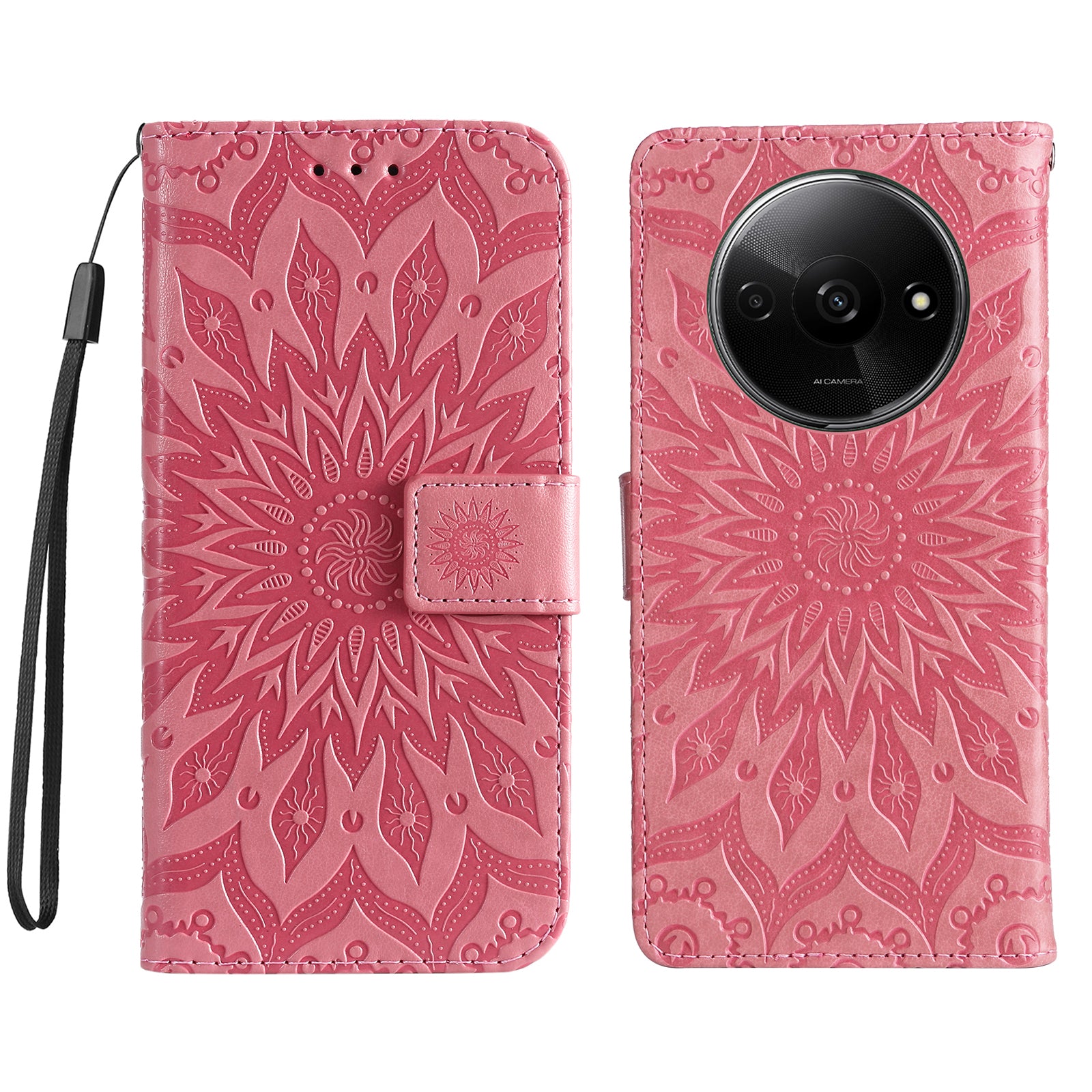 KT Imprinting Flower Series-1 For Xiaomi Redmi A3 / Poco C61 4G Case Stand Function Leather Phone Cover