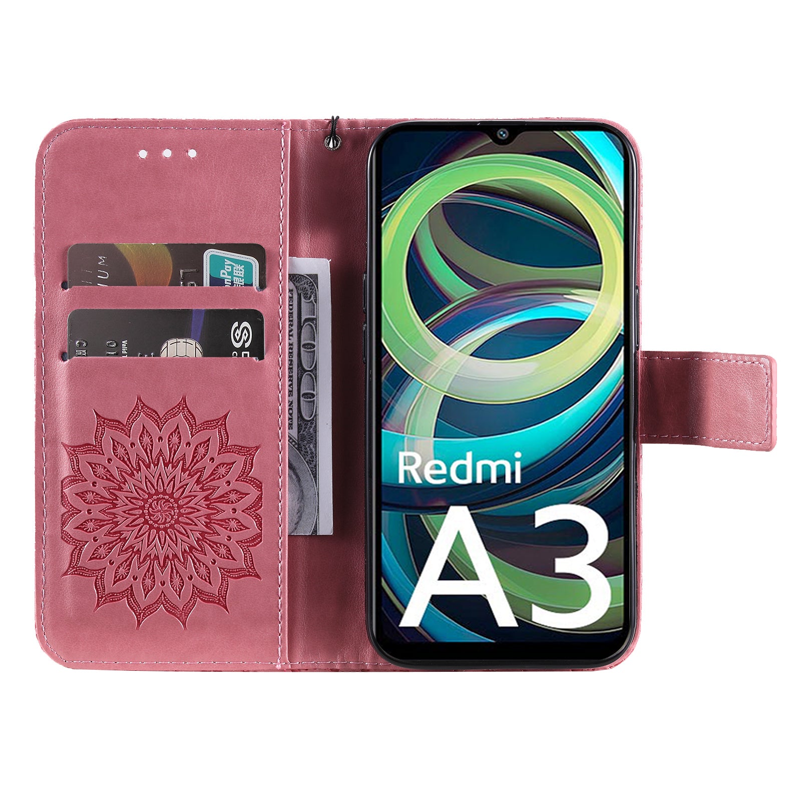 KT Imprinting Flower Series-1 For Xiaomi Redmi A3 / Poco C61 4G Case Stand Function Leather Phone Cover