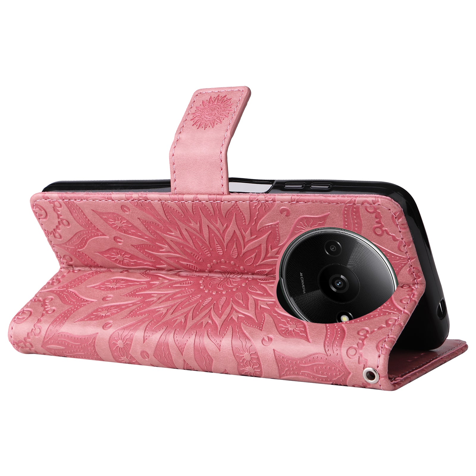 KT Imprinting Flower Series-1 For Xiaomi Redmi A3 / Poco C61 4G Case Stand Function Leather Phone Cover