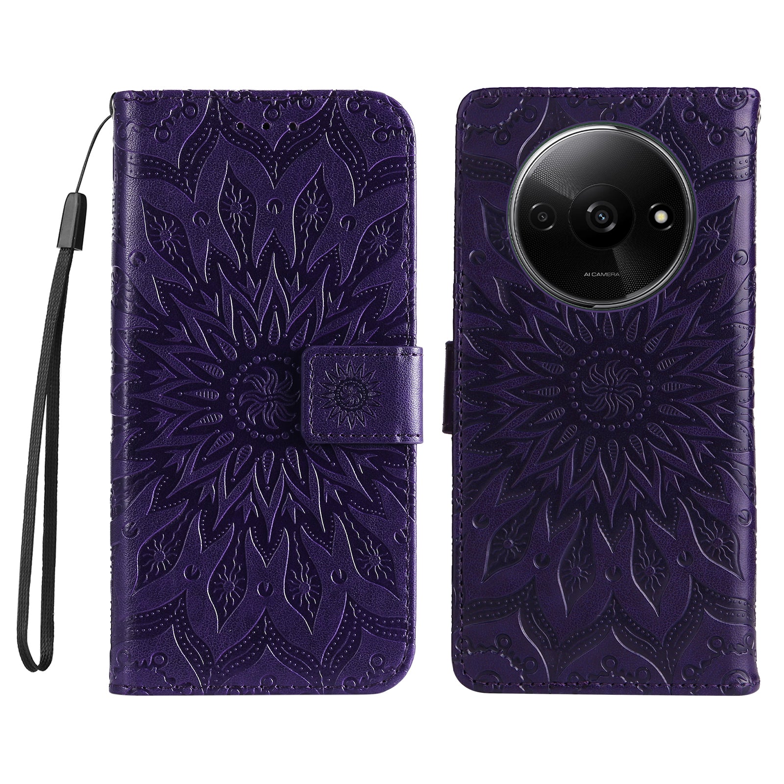 KT Imprinting Flower Series-1 For Xiaomi Redmi A3 / Poco C61 4G Case Stand Function Leather Phone Cover