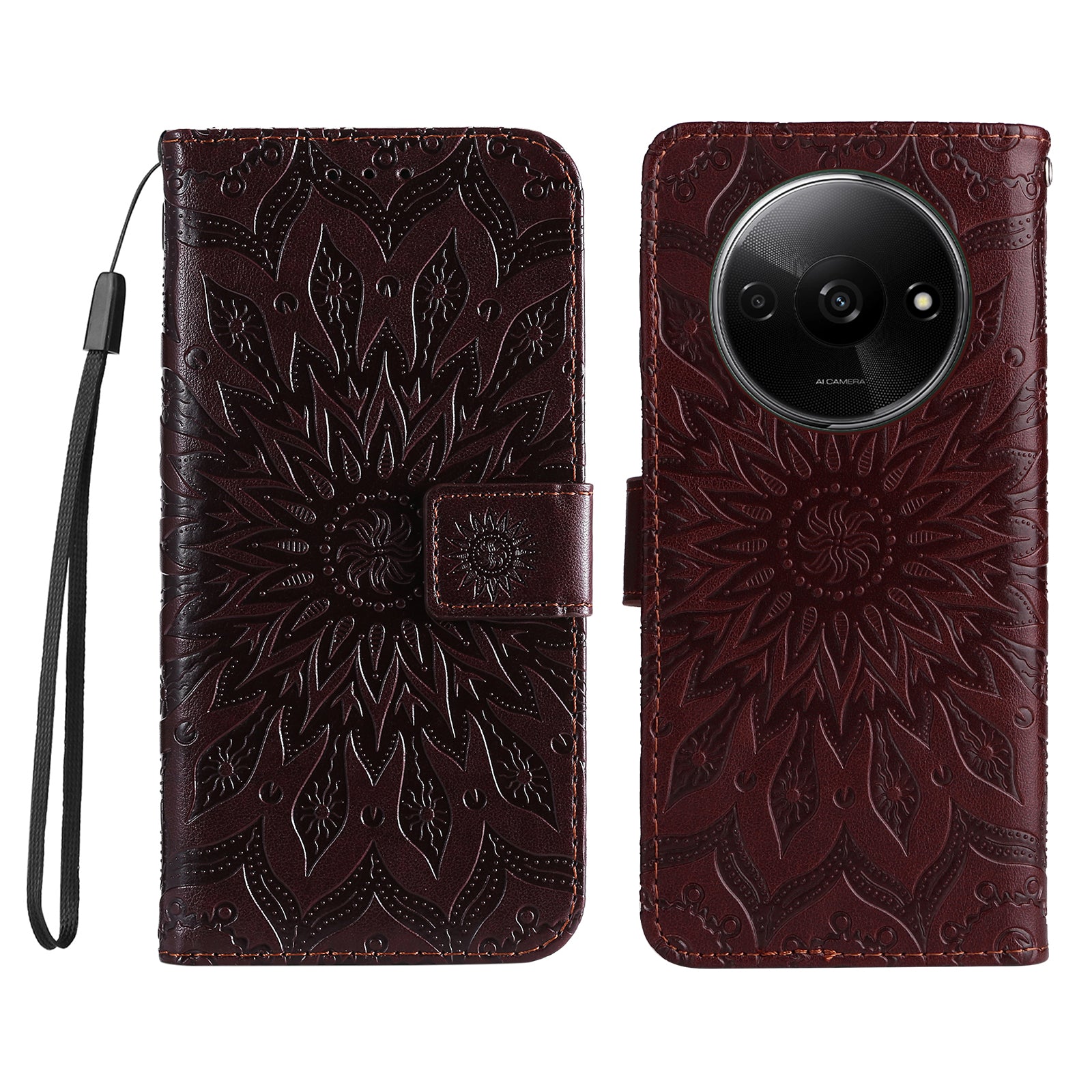 KT Imprinting Flower Series-1 For Xiaomi Redmi A3 / Poco C61 4G Case Stand Function Leather Phone Cover