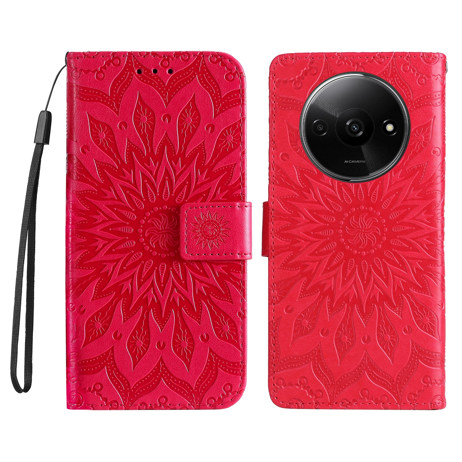 KT Imprinting Flower Series-1 For Xiaomi Redmi A3 / Poco C61 4G Case Stand Function Leather Phone Cover
