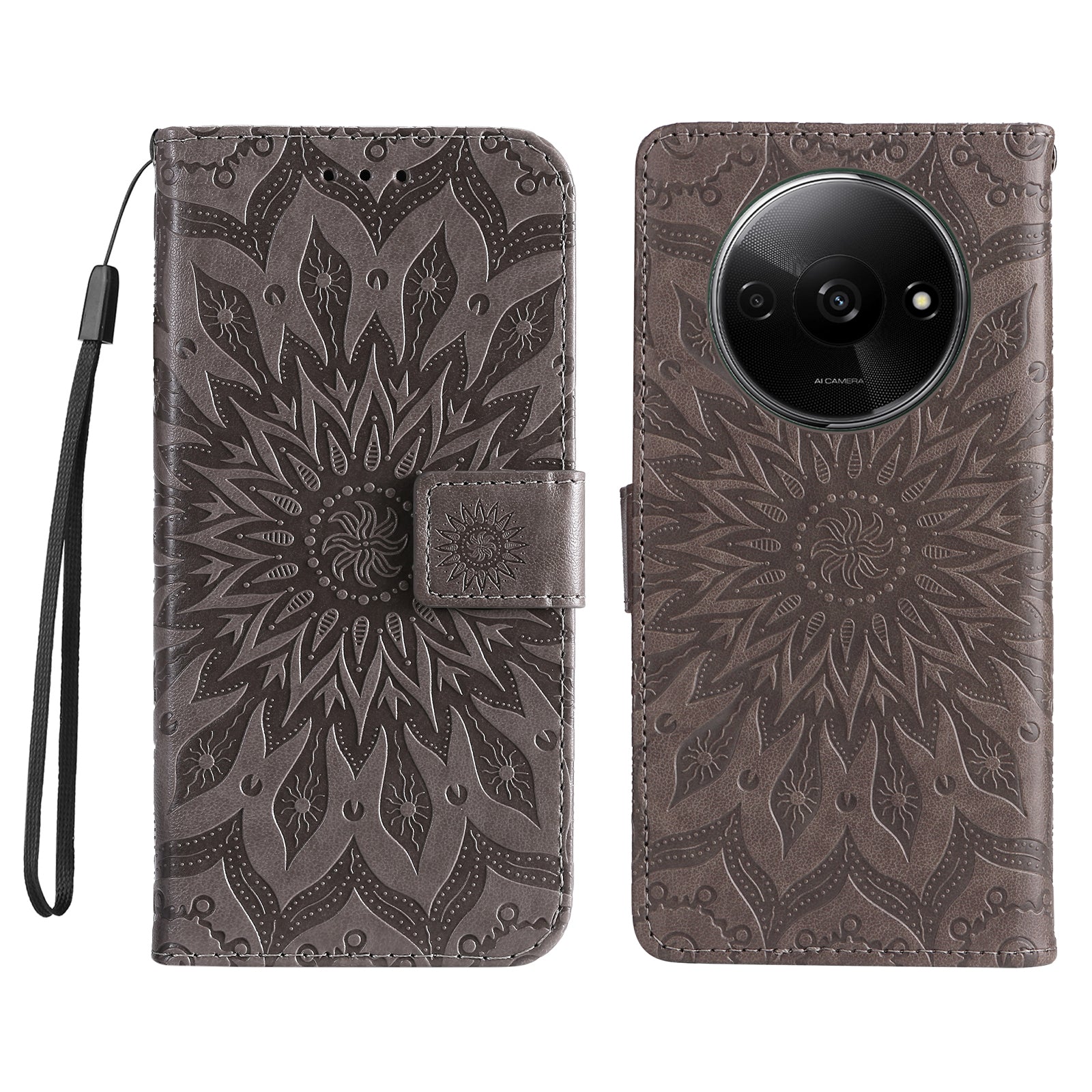 KT Imprinting Flower Series-1 For Xiaomi Redmi A3 / Poco C61 4G Case Stand Function Leather Phone Cover