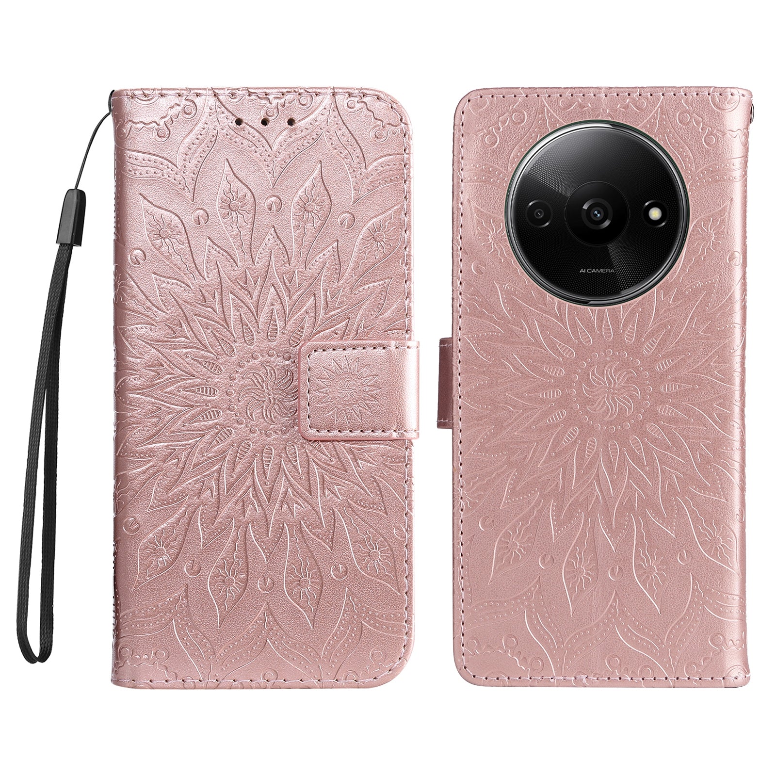 KT Imprinting Flower Series-1 For Xiaomi Redmi A3 / Poco C61 4G Case Stand Function Leather Phone Cover