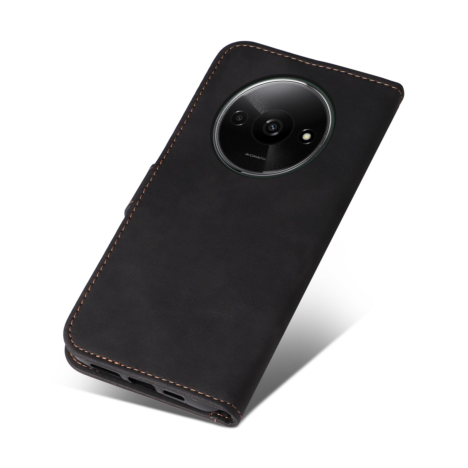 For Xiaomi Redmi A3 / Poco C61 4G Case PU Leather Three-color Splicing Folio Protective Cover