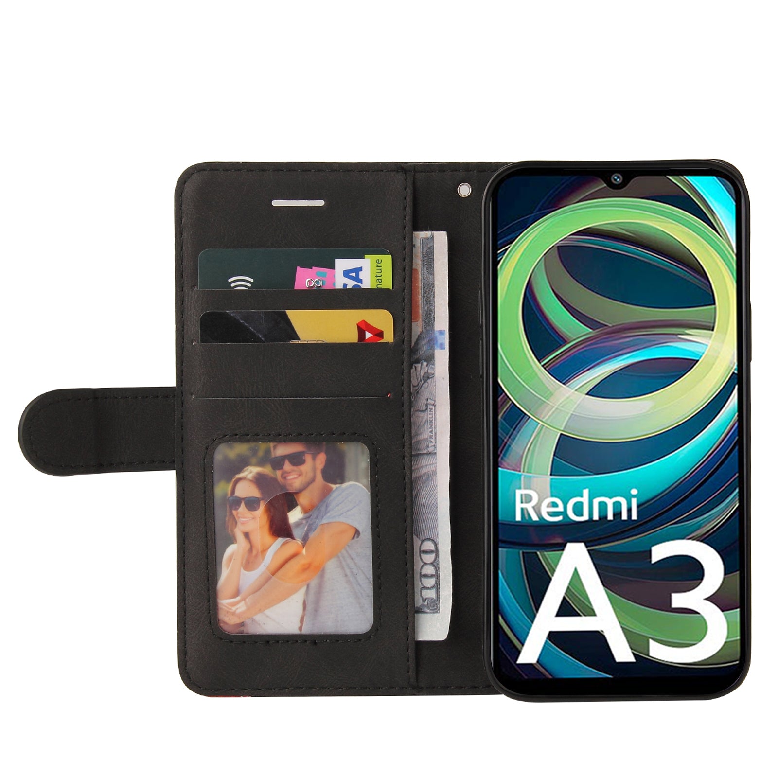 KT Leather Series-1 For Xiaomi Redmi A3 / Poco C61 4G Case Color Splicing Imprinted Lines Phone Shell