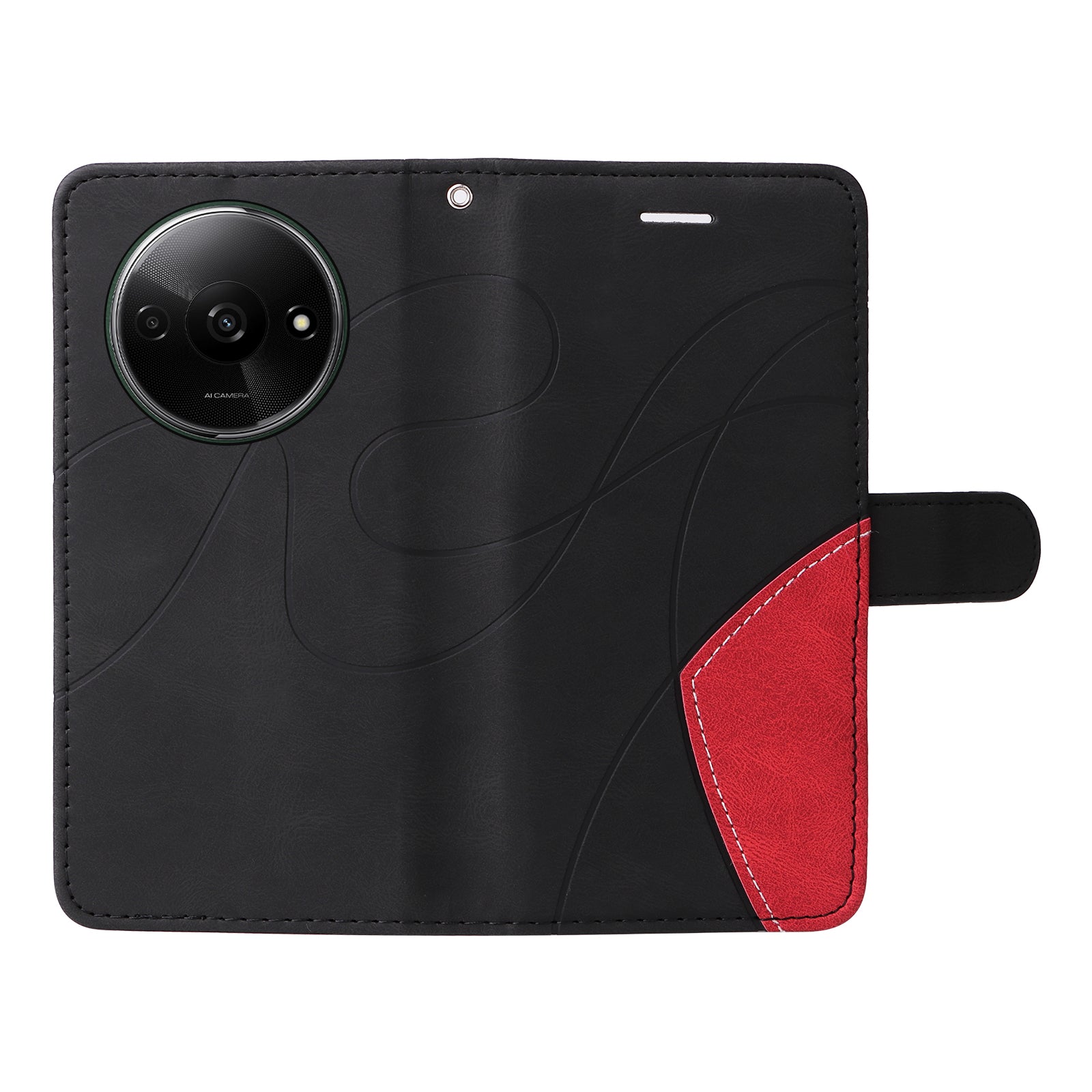KT Leather Series-1 For Xiaomi Redmi A3 / Poco C61 4G Case Color Splicing Imprinted Lines Phone Shell