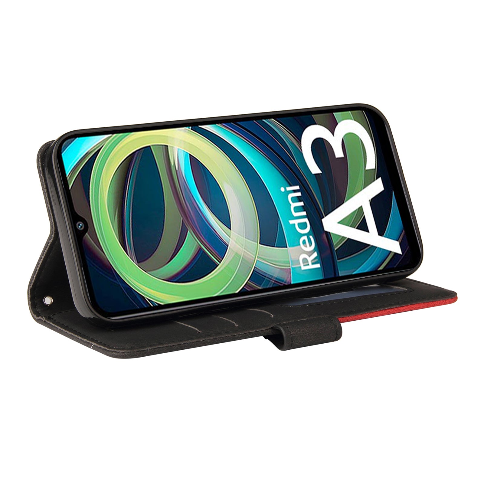 KT Leather Series-1 For Xiaomi Redmi A3 / Poco C61 4G Case Color Splicing Imprinted Lines Phone Shell