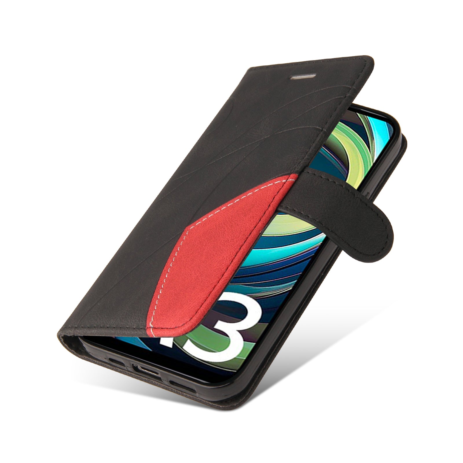KT Leather Series-1 For Xiaomi Redmi A3 / Poco C61 4G Case Color Splicing Imprinted Lines Phone Shell