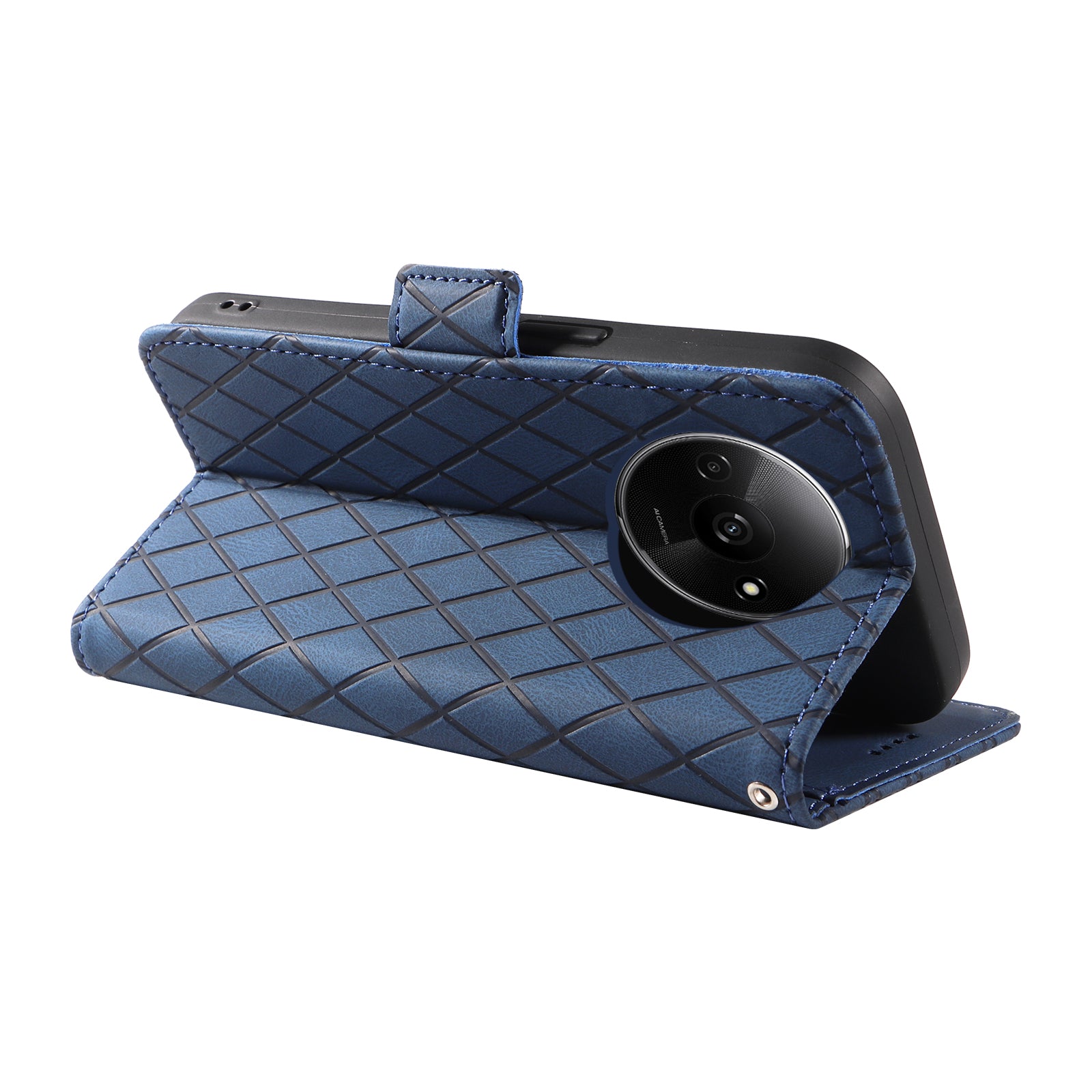 For Xiaomi Redmi A3 / Poco C61 4G Magnetic Case Rhombus Pattern Leather Wallet Phone Cover