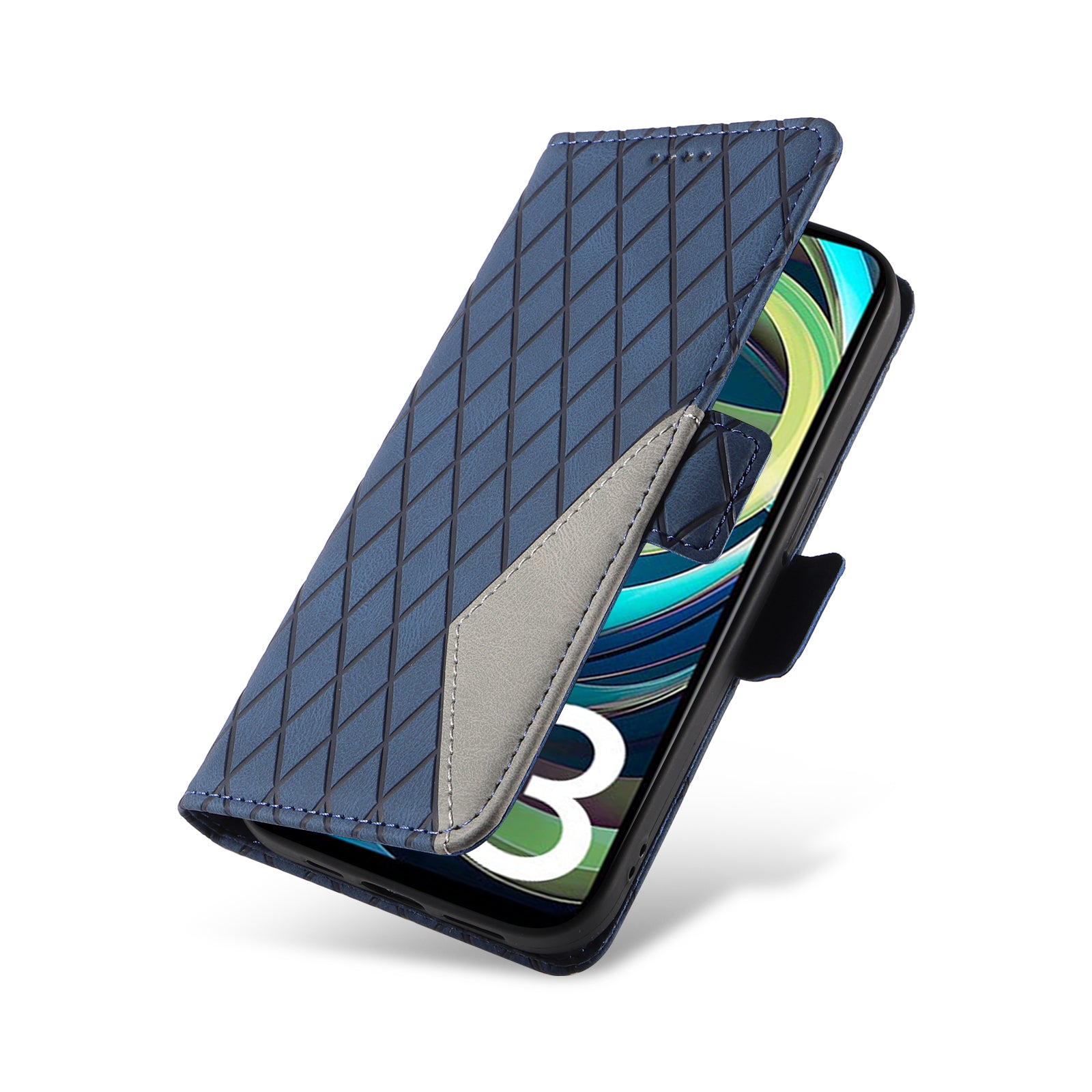 For Xiaomi Redmi A3 / Poco C61 4G Magnetic Case Rhombus Pattern Leather Wallet Phone Cover